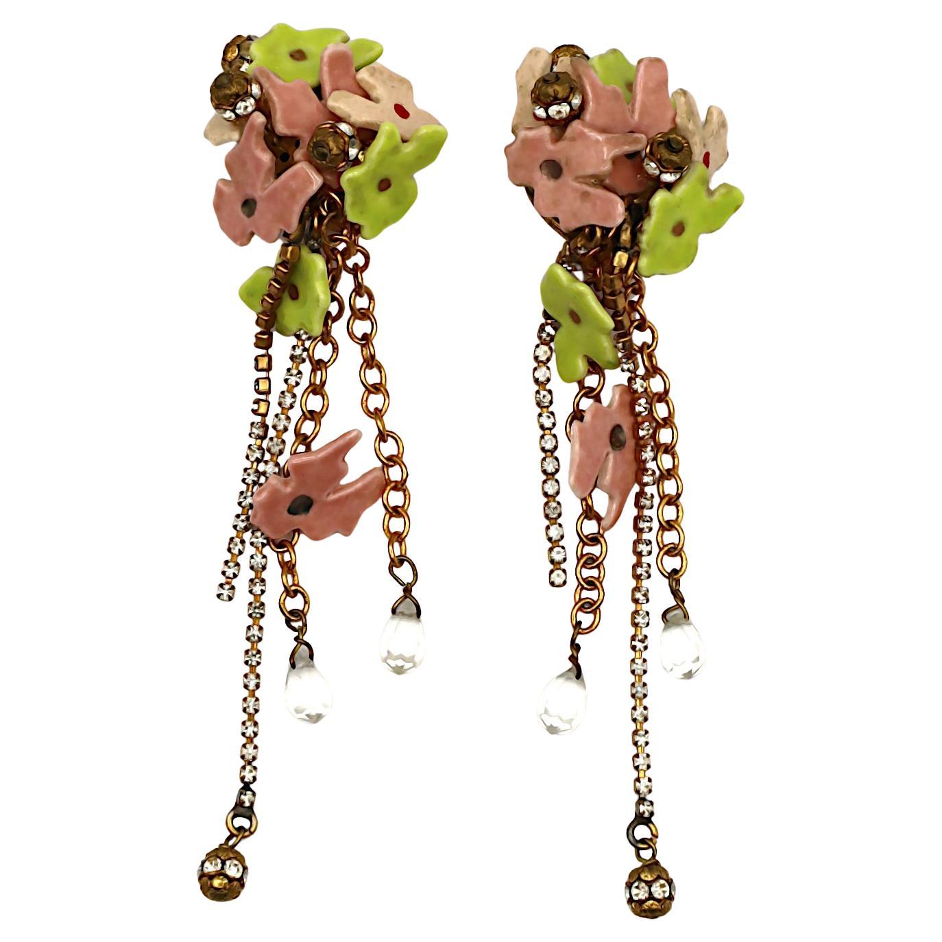 CHRISTIAN LACROIX Vintage Floral Dangle Earrings For Sale