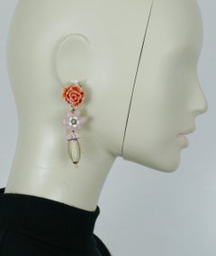 CHRISTIAN LACROIX Vintage Floral Dangling Earrings