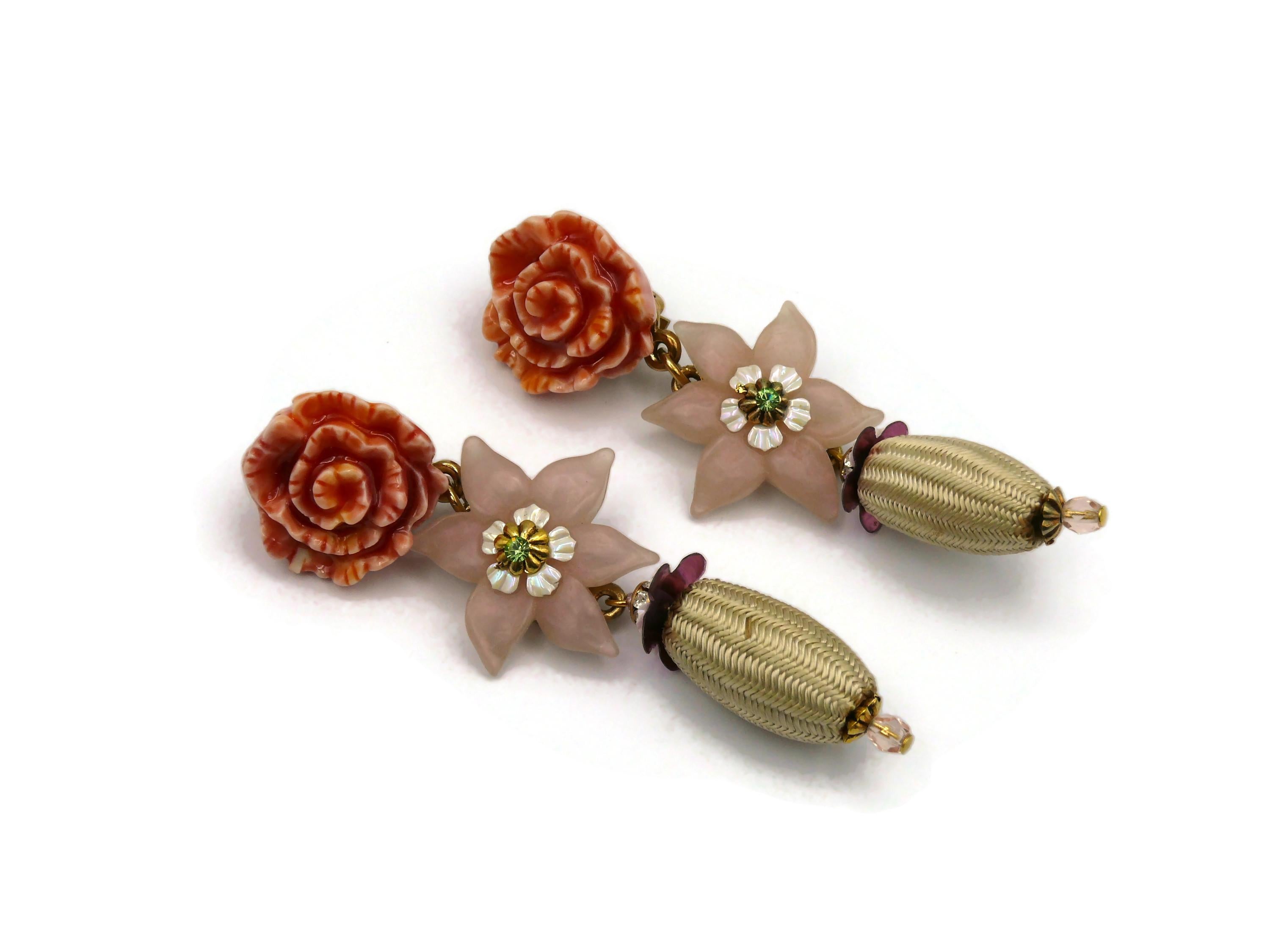 Women's CHRISTIAN LACROIX Vintage Floral Dangling Earrings For Sale