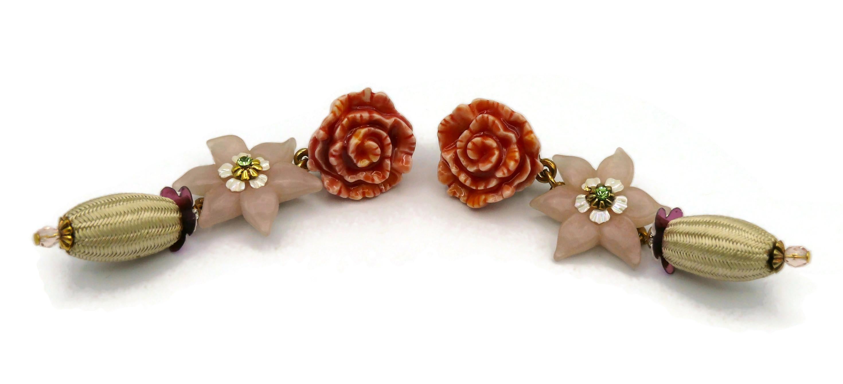 CHRISTIAN LACROIX Vintage Floral Dangling Earrings For Sale 1