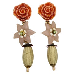 CHRISTIAN LACROIX Vintage baumelnde Vintage-Ohrringe mit Blumenmuster