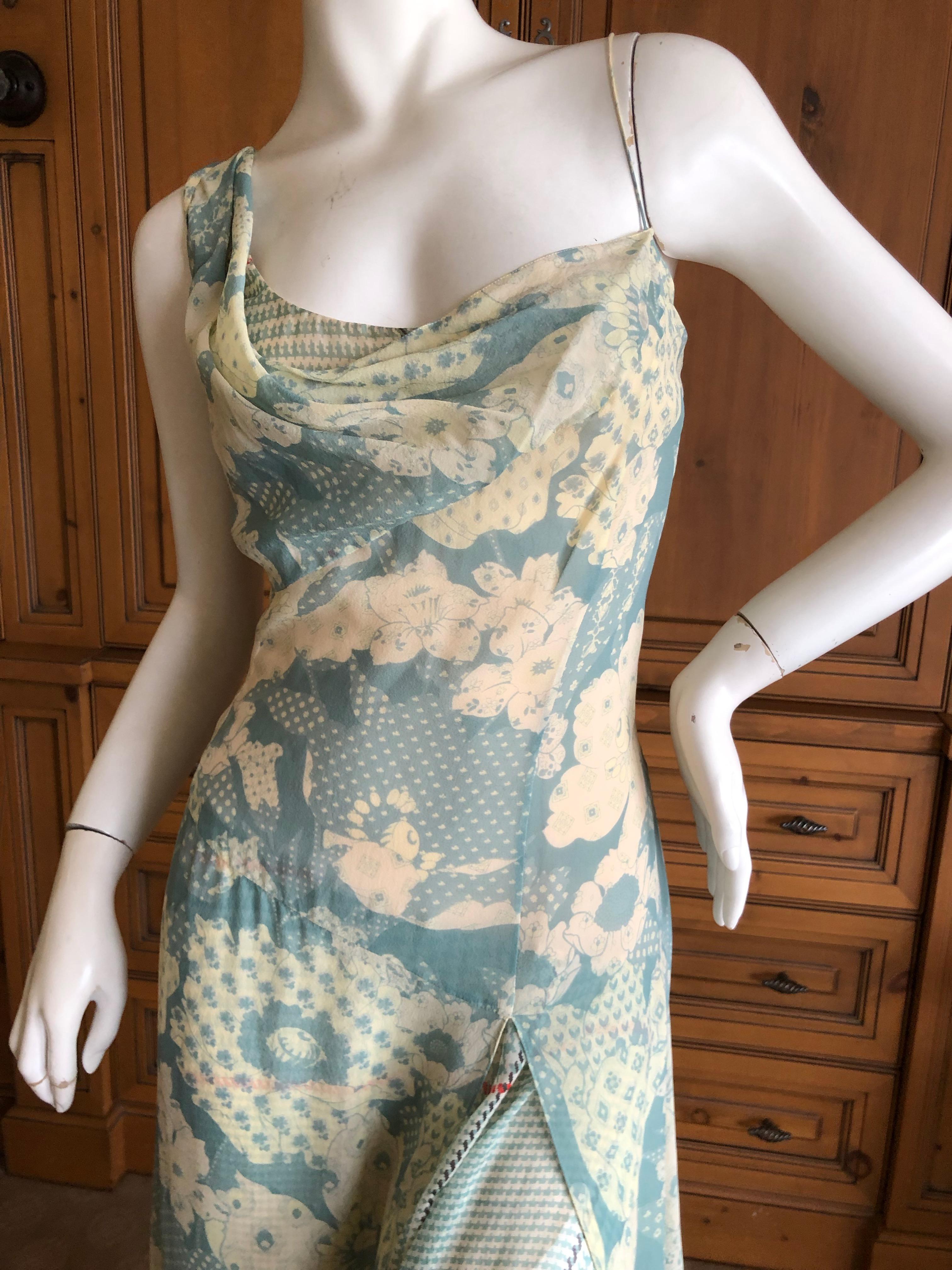 Christian Lacroix Vintage Floral Silk Chiffon Layered Evening Dress For Sale 1