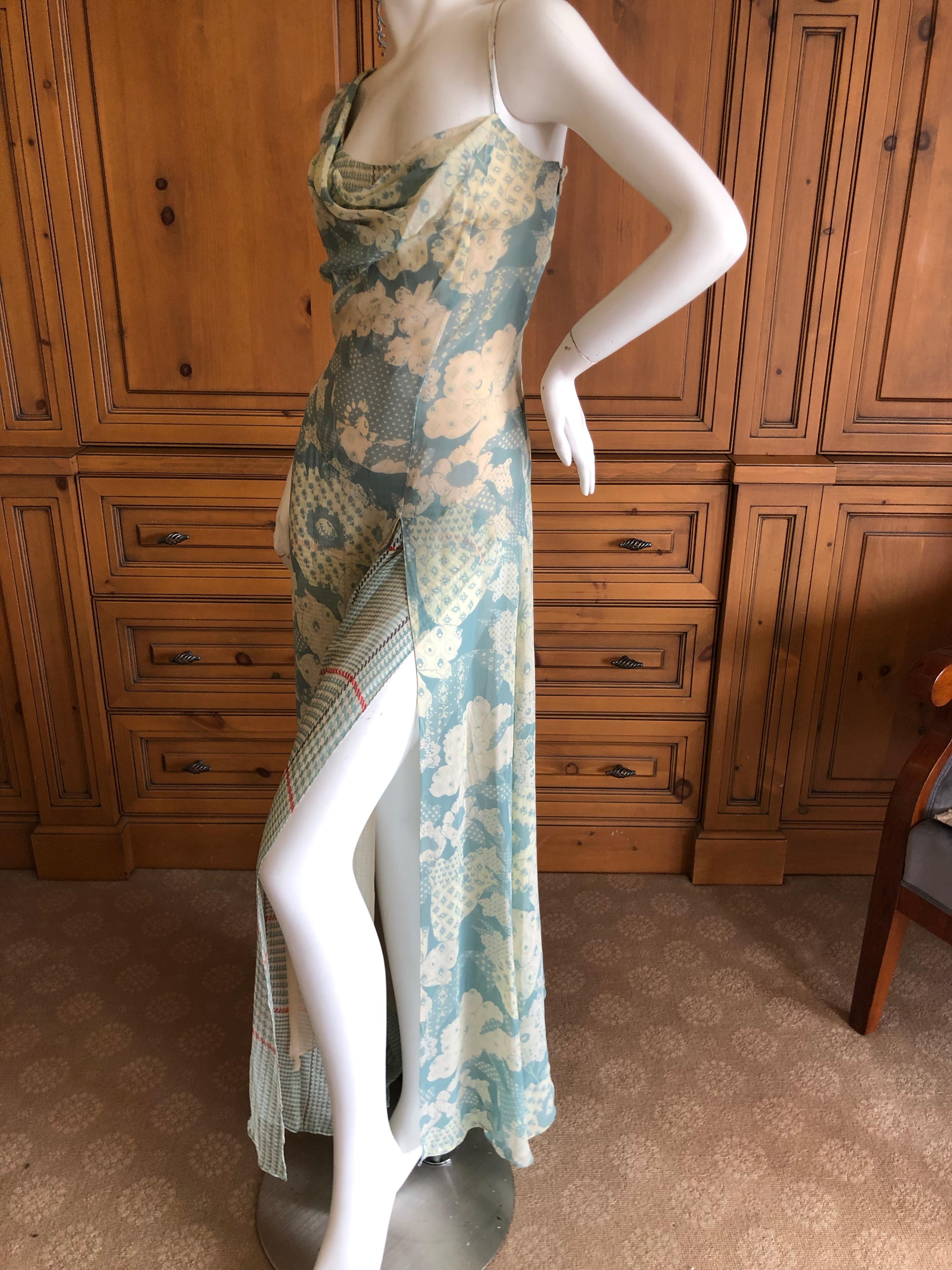 Christian Lacroix Vintage Floral Silk Chiffon Layered Evening Dress For Sale 2