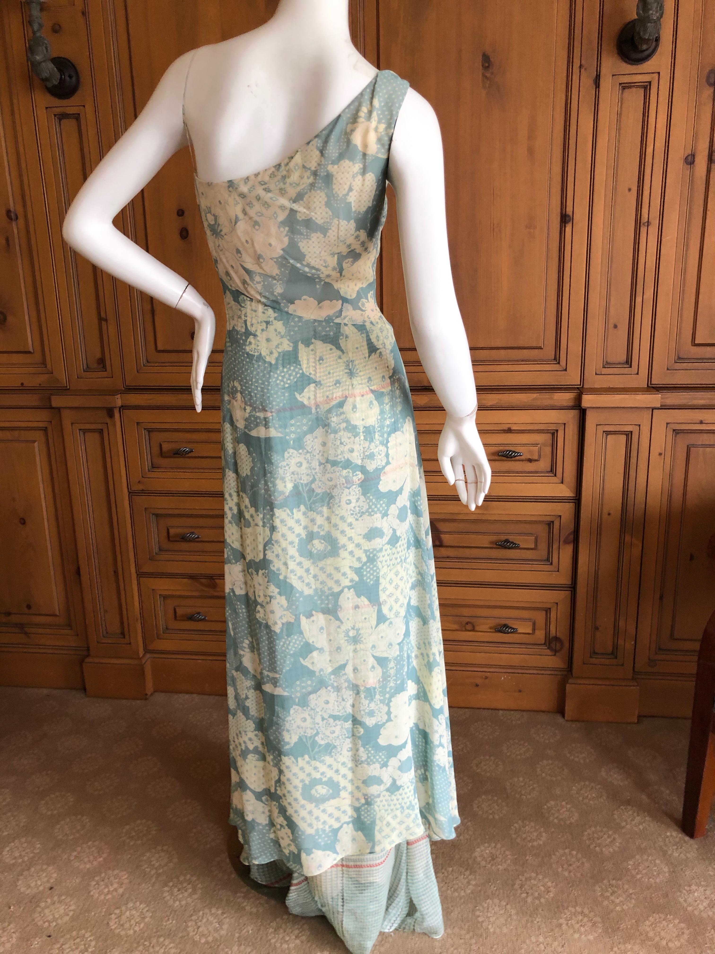 Christian Lacroix Vintage Floral Silk Chiffon Layered Evening Dress For Sale 3