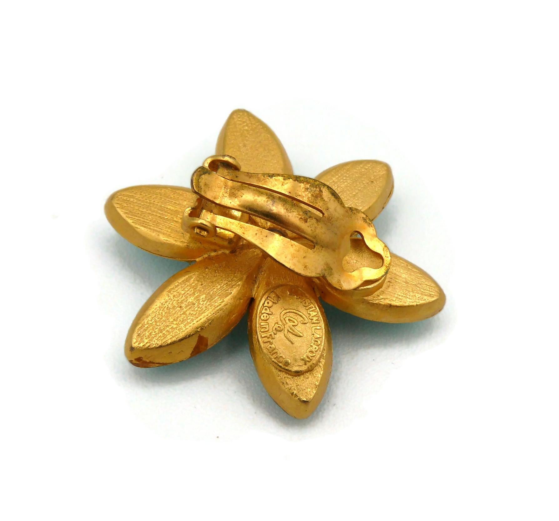 CHRISTIAN LACROIX Vintage Flower Clip-On Earrings For Sale 5