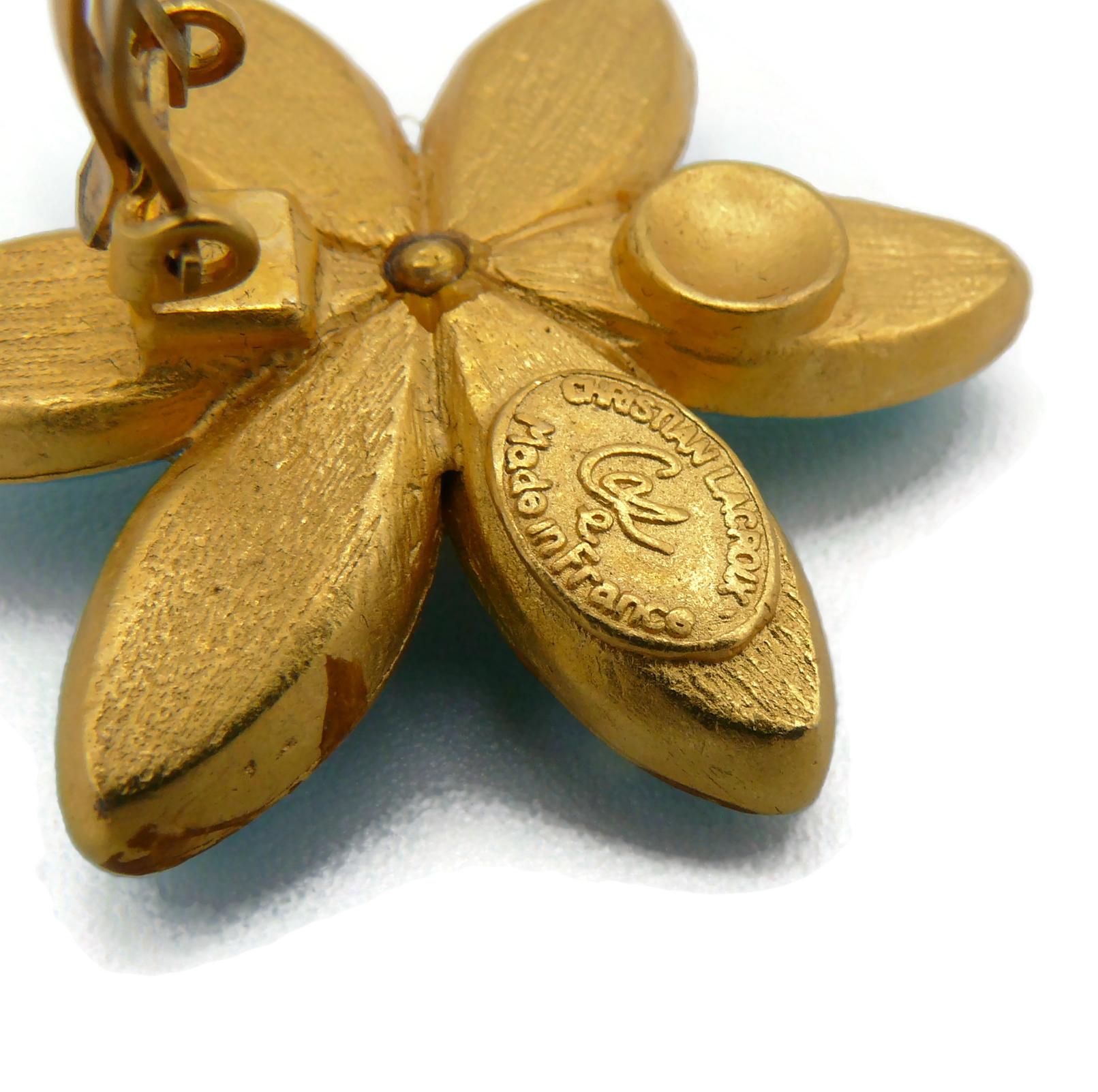 CHRISTIAN LACROIX Vintage Flower Clip-On Earrings For Sale 6