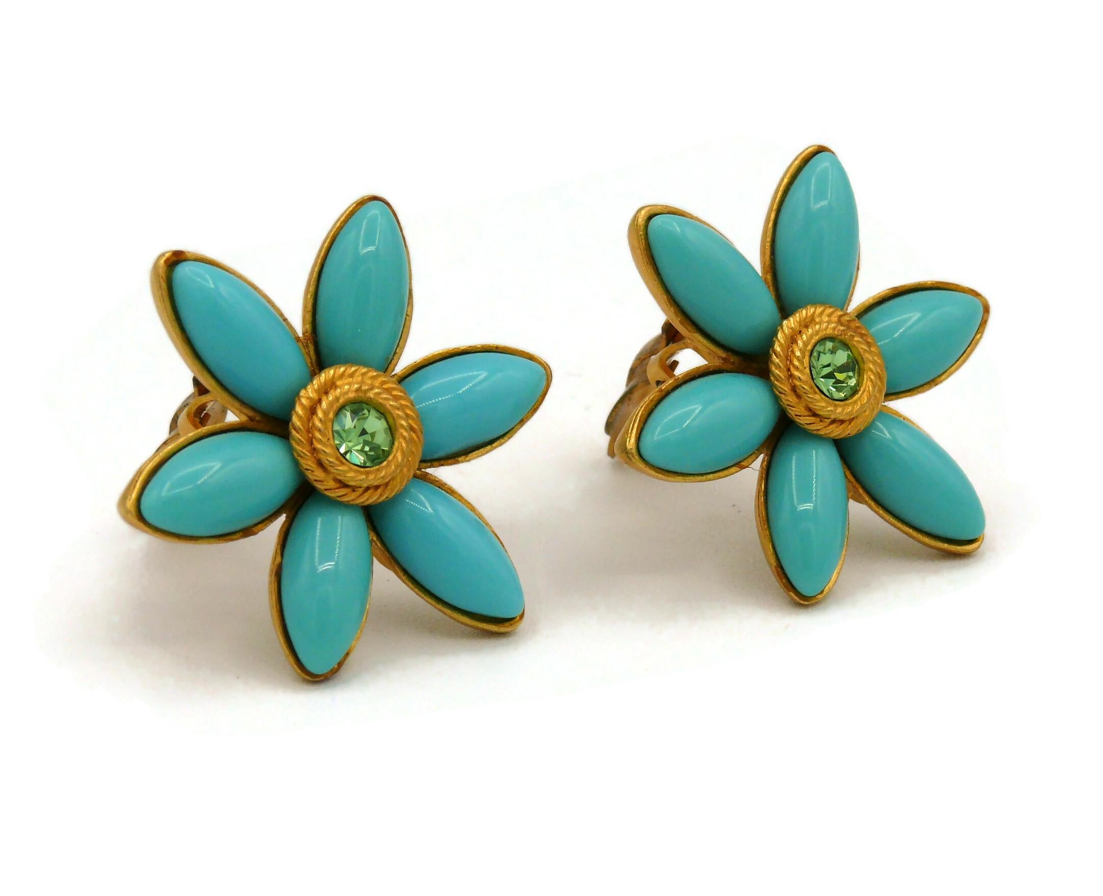 vintage flower clip on earrings