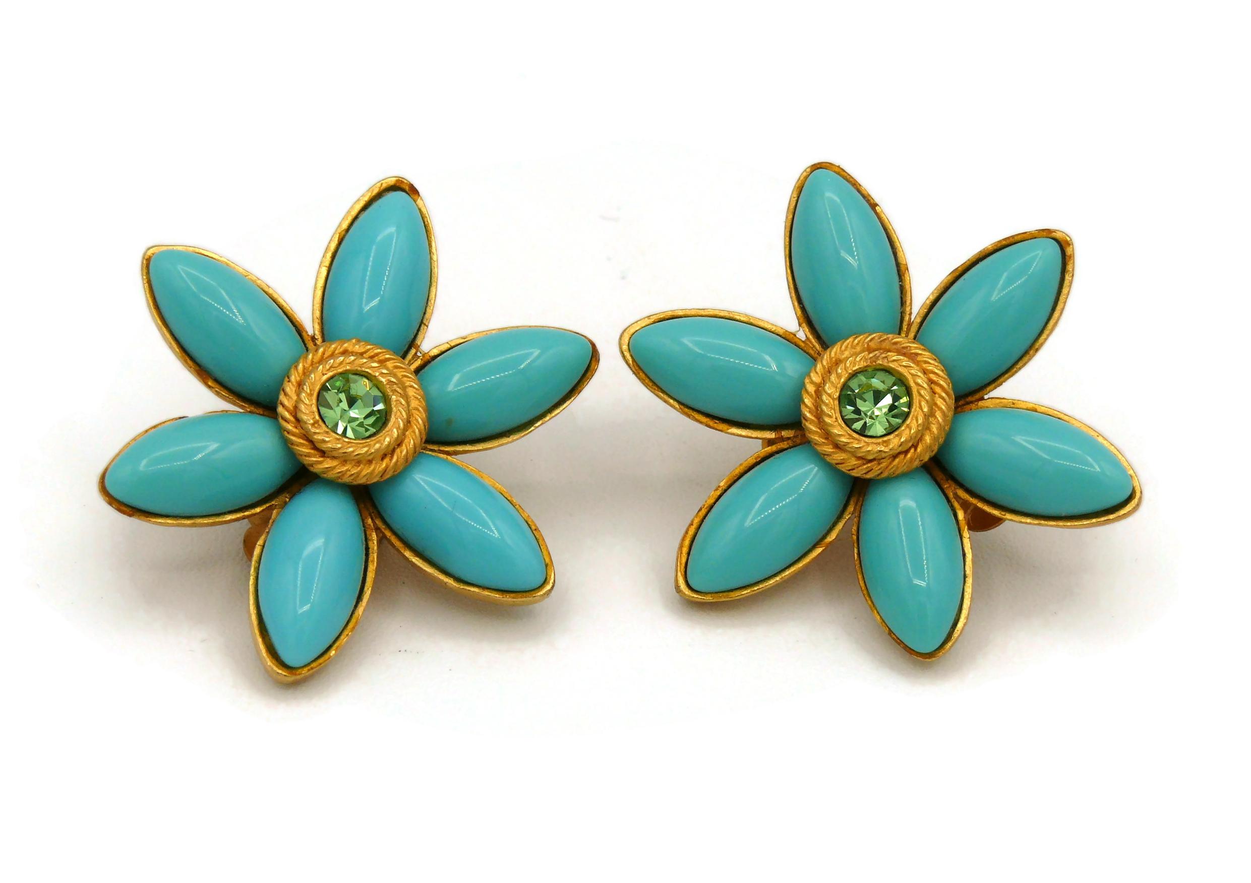 CHRISTIAN LACROIX Vintage Flower Clip-On Earrings For Sale 1
