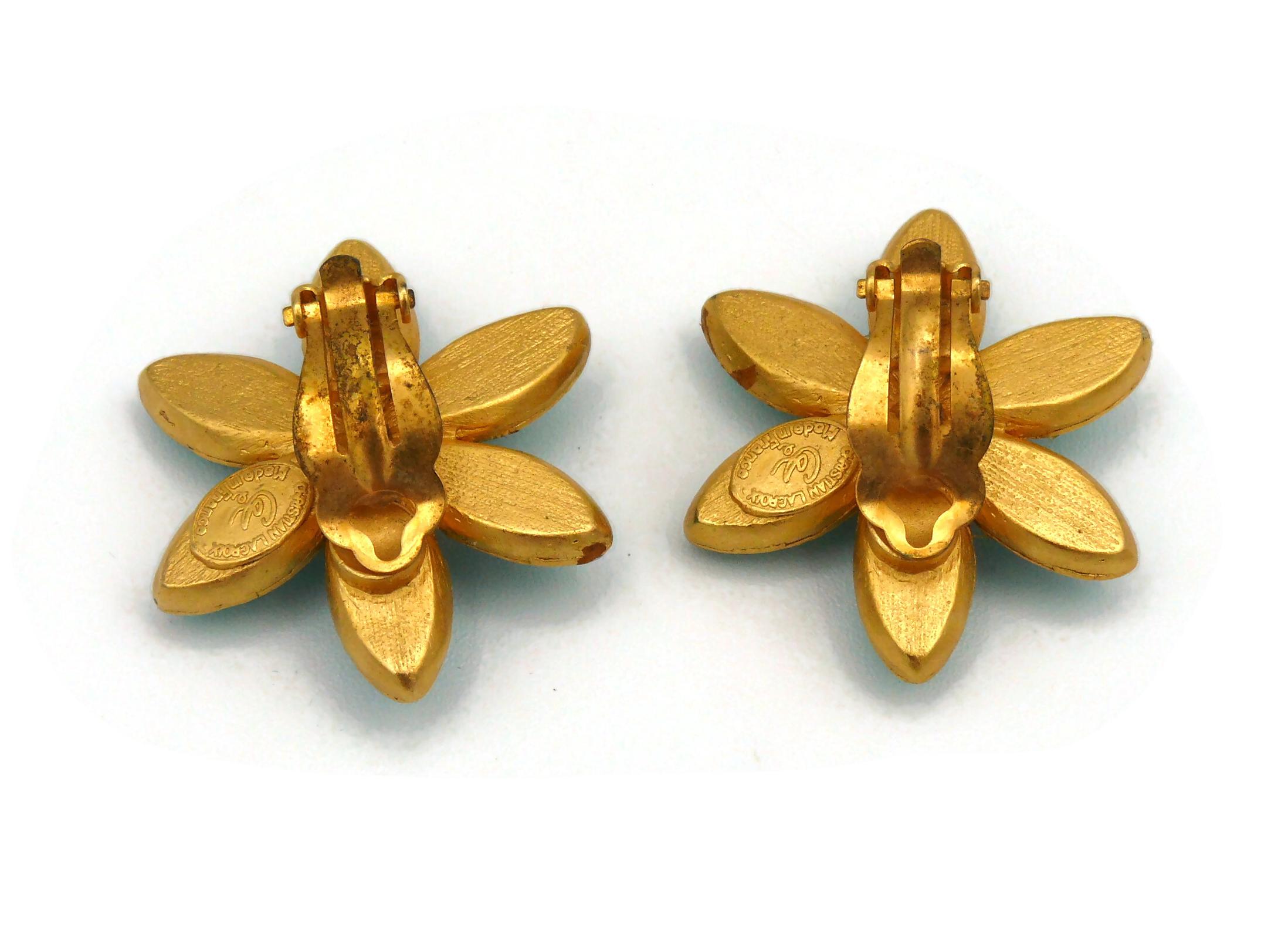 CHRISTIAN LACROIX Vintage Flower Clip-On Earrings For Sale 2