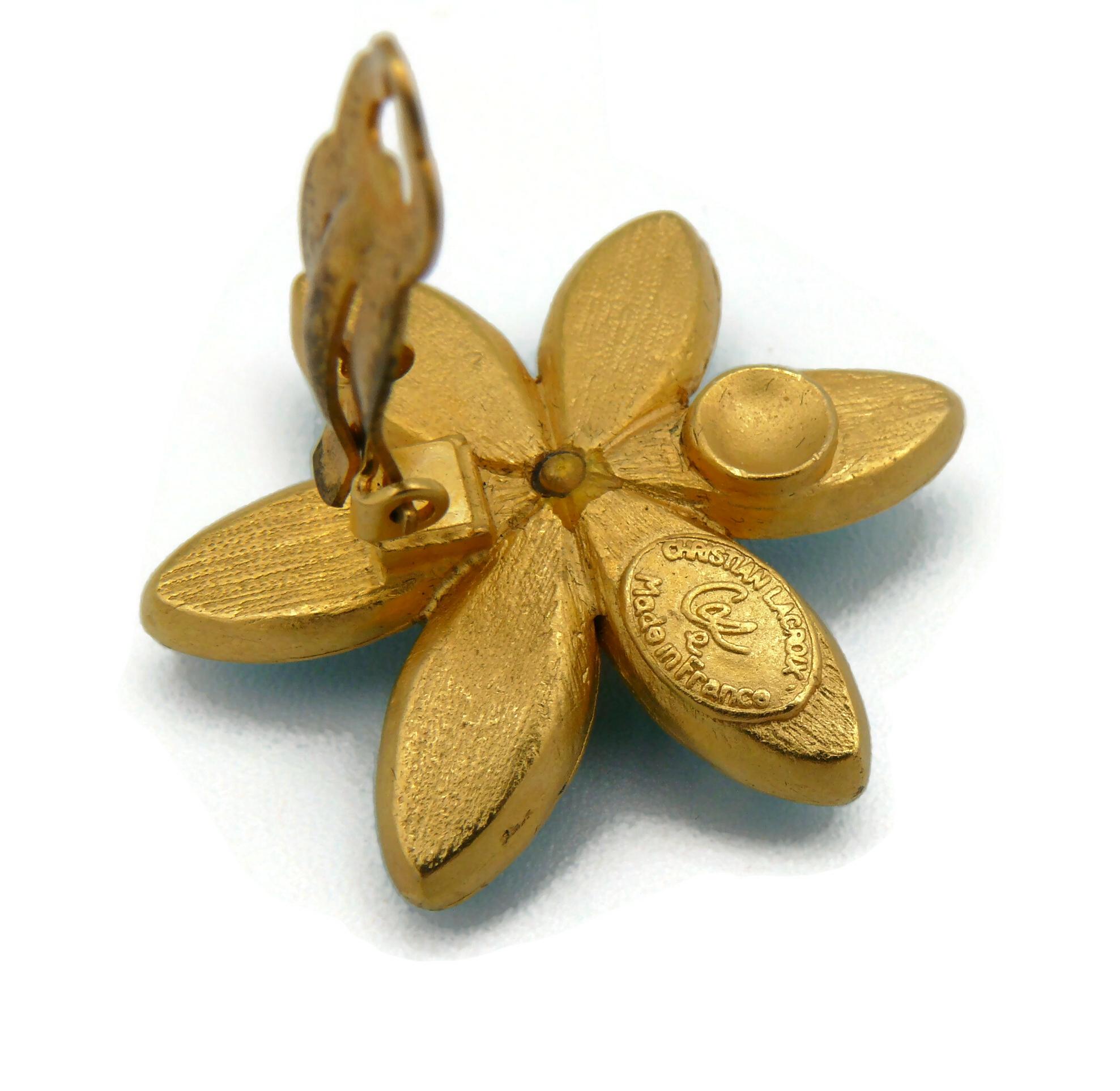 CHRISTIAN LACROIX Vintage Flower Clip-On Earrings For Sale 4