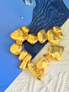 Christian Lacroix Vintage Gold Large Asymmetric Brutalist Statement Brooch