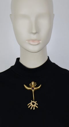 CHRISTIAN LACROIX Vintage Gold-Tone Abstract Brooch Pendant