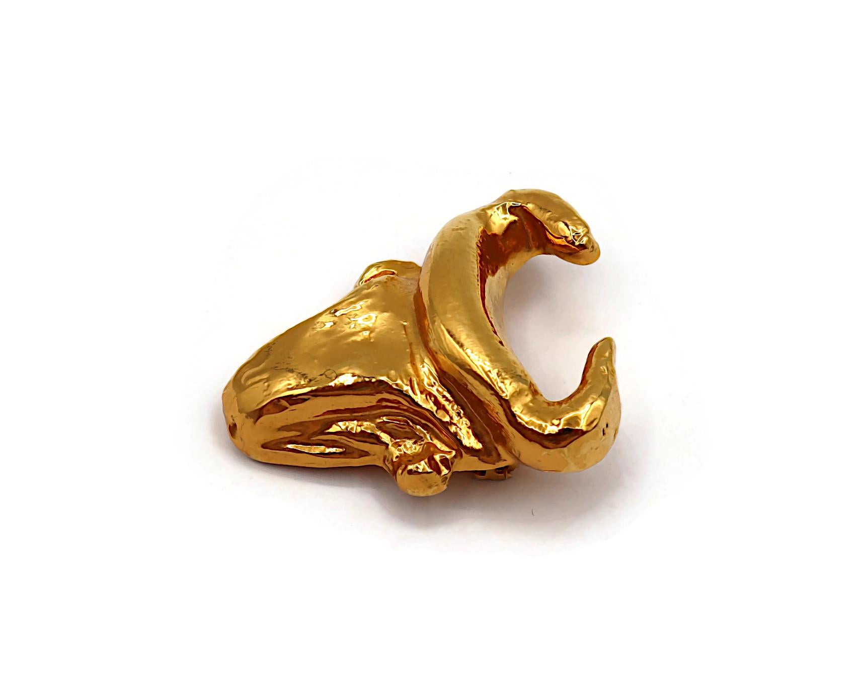 Women's CHRISTIAN LACROIX Vintage Gold Tone Bull Head Brooch For Sale