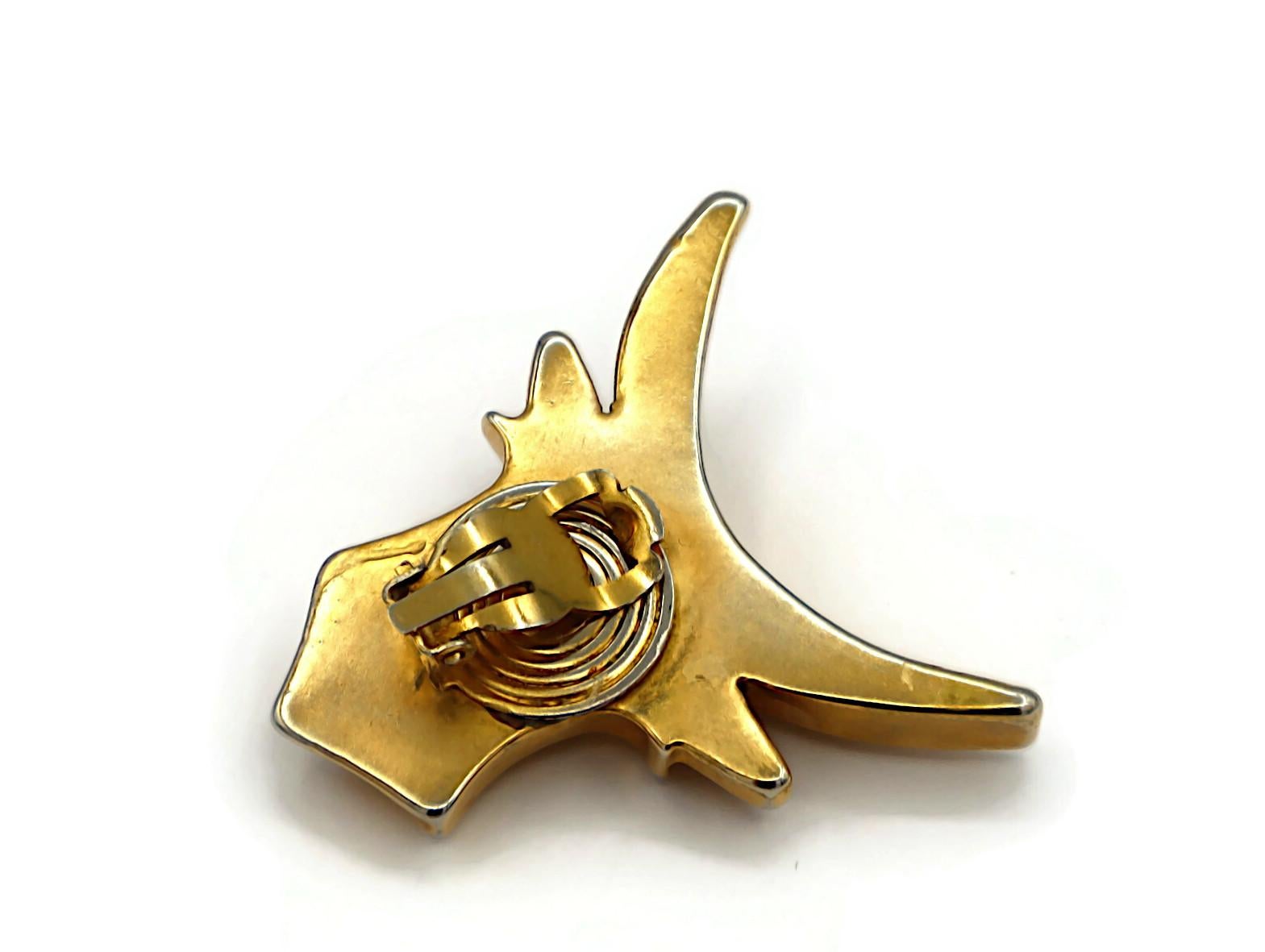 CHRISTIAN LACROIX Vintage Gold Tone Bull Head Clip-On Earrings For Sale 8