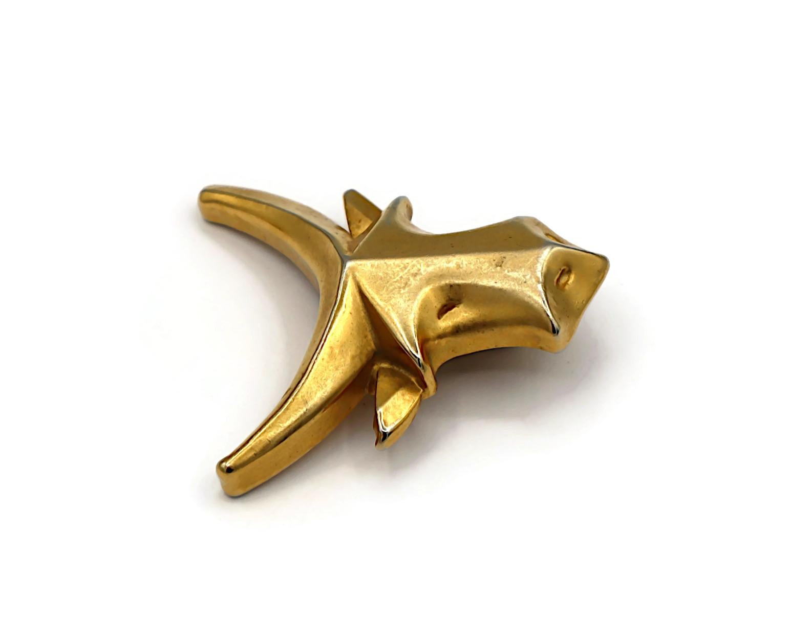 CHRISTIAN LACROIX Vintage Gold Tone Bull Head Clip-On Earrings For Sale 2