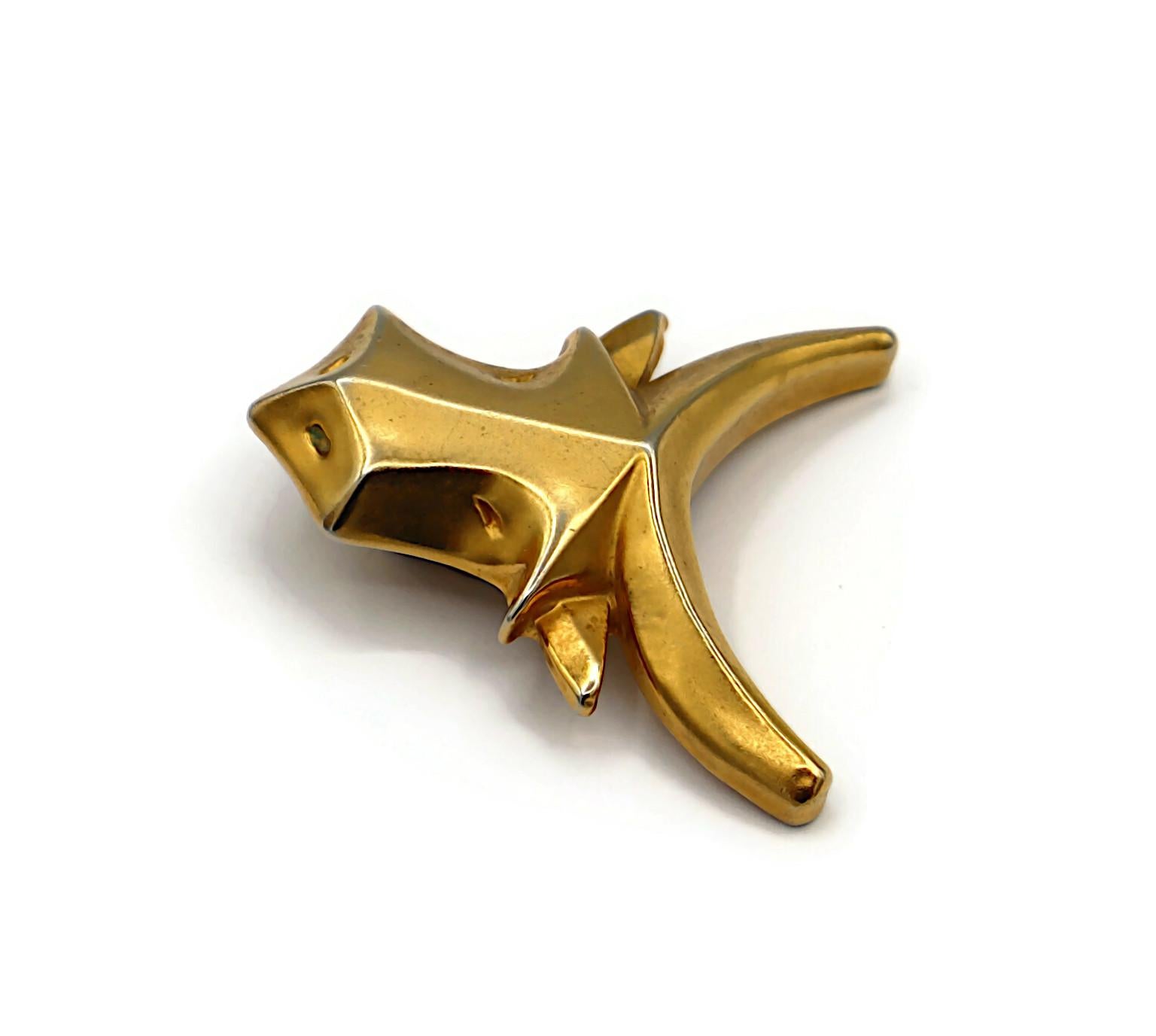 CHRISTIAN LACROIX Vintage Gold Tone Bull Head Clip-On Earrings For Sale 3