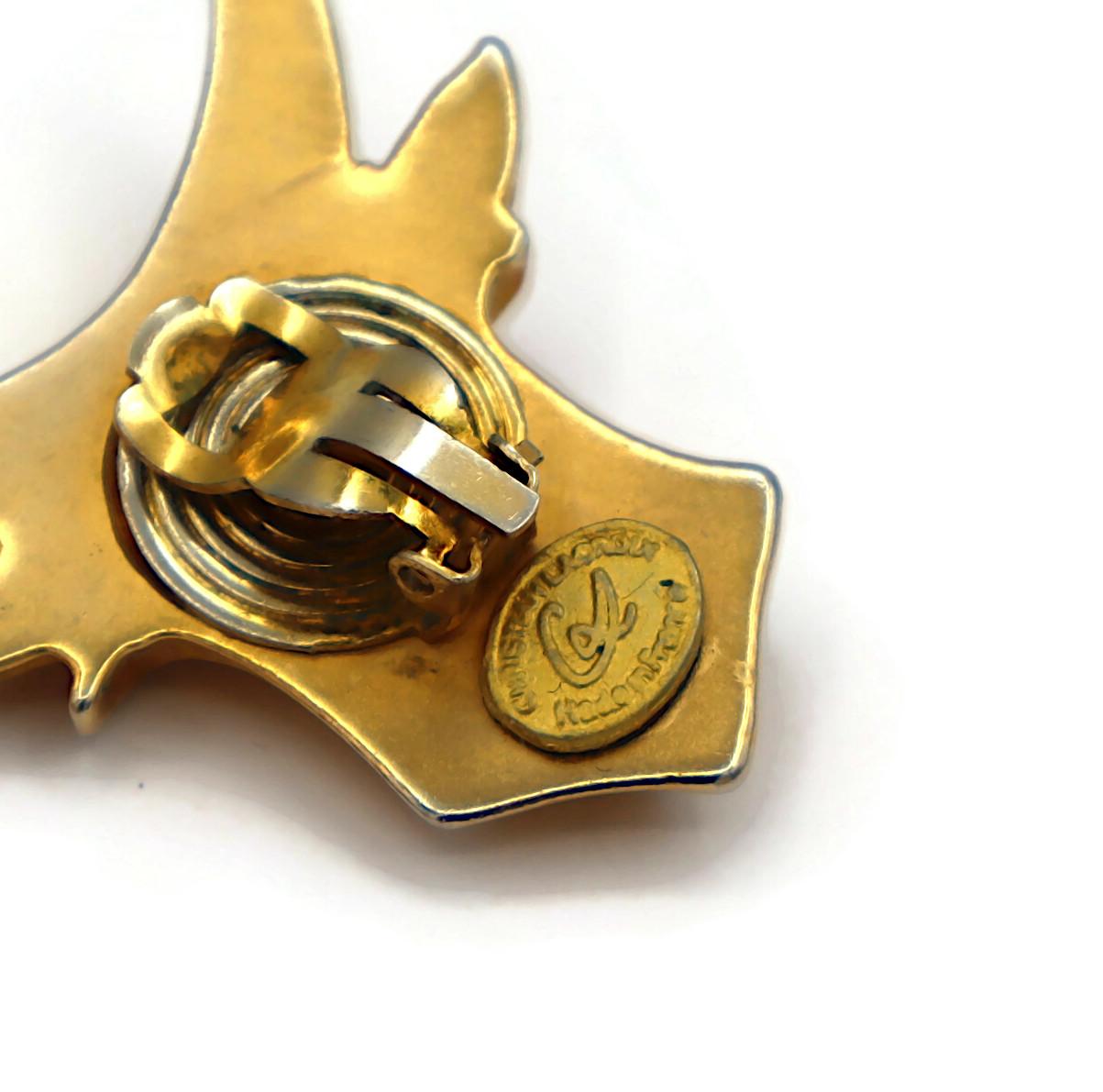 CHRISTIAN LACROIX Vintage Gold Tone Bull Head Clip-On Earrings For Sale 5