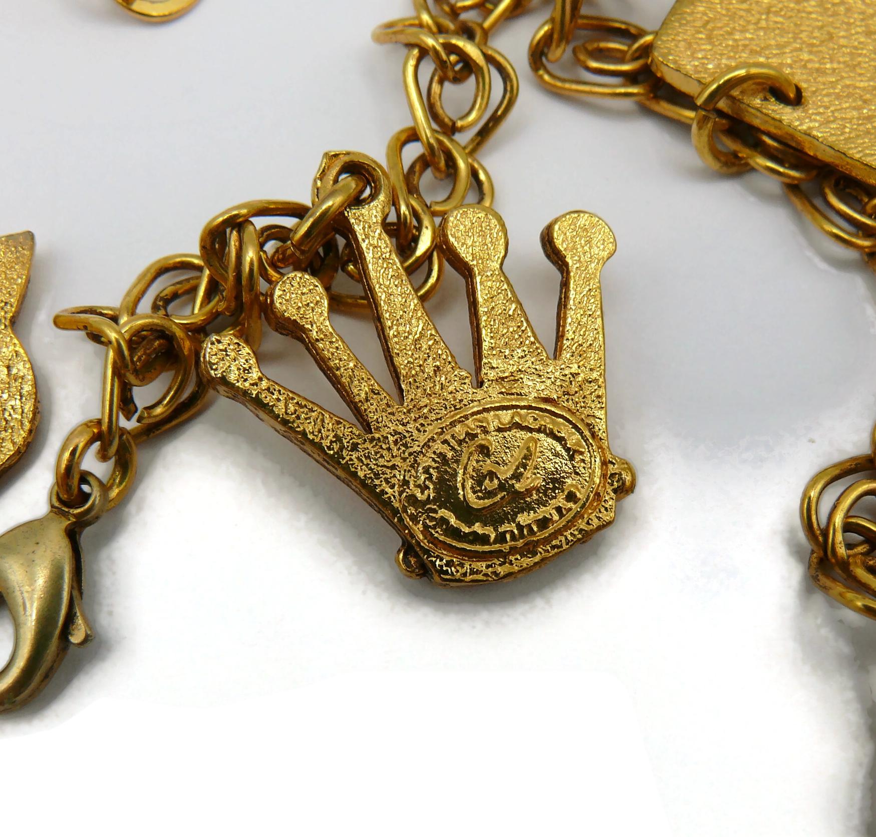 CHRISTIAN LACROIX Vintage Gold Tone Charm Necklace For Sale 6
