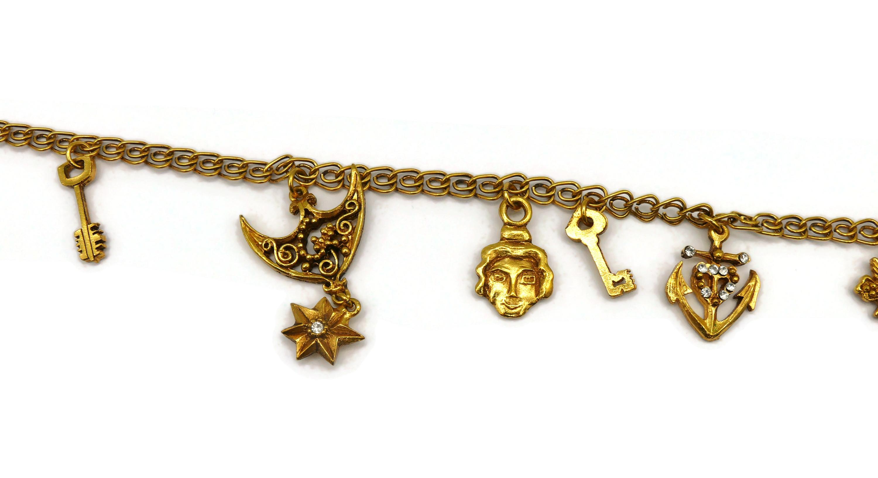 Women's CHRISTIAN LACROIX Vintage Gold Tone Charm Necklace For Sale