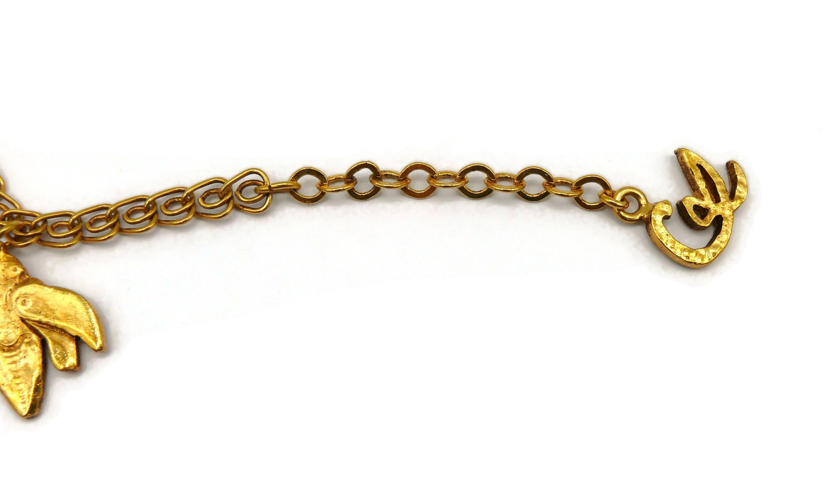 CHRISTIAN LACROIX Vintage Gold Tone Charm Necklace For Sale 3