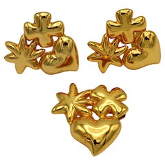CHRISTIAN LACROIX Vintage Gold-Tone Clip-On Earrings and Brooch Set