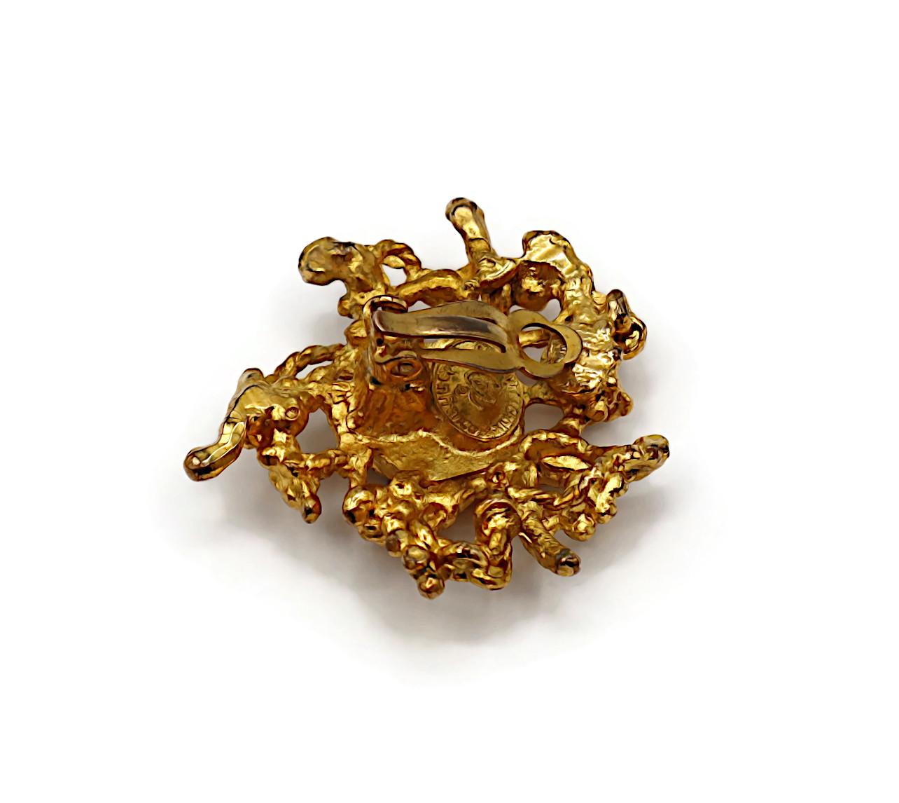 CHRISTIAN LACROIX Vintage Gold Tone Clip-On Earrings For Sale 10