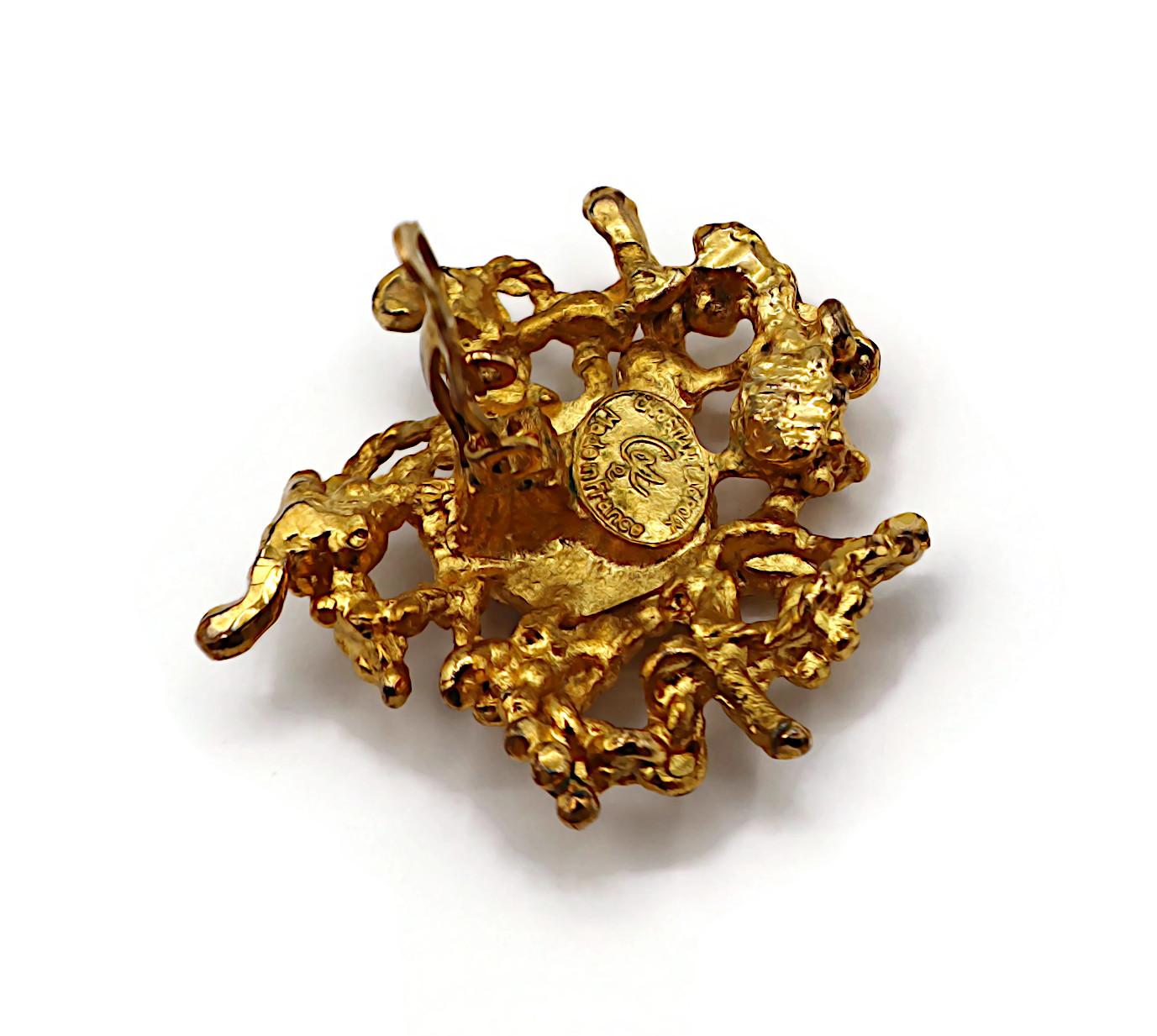 CHRISTIAN LACROIX Vintage Gold Tone Clip-On Earrings For Sale 11