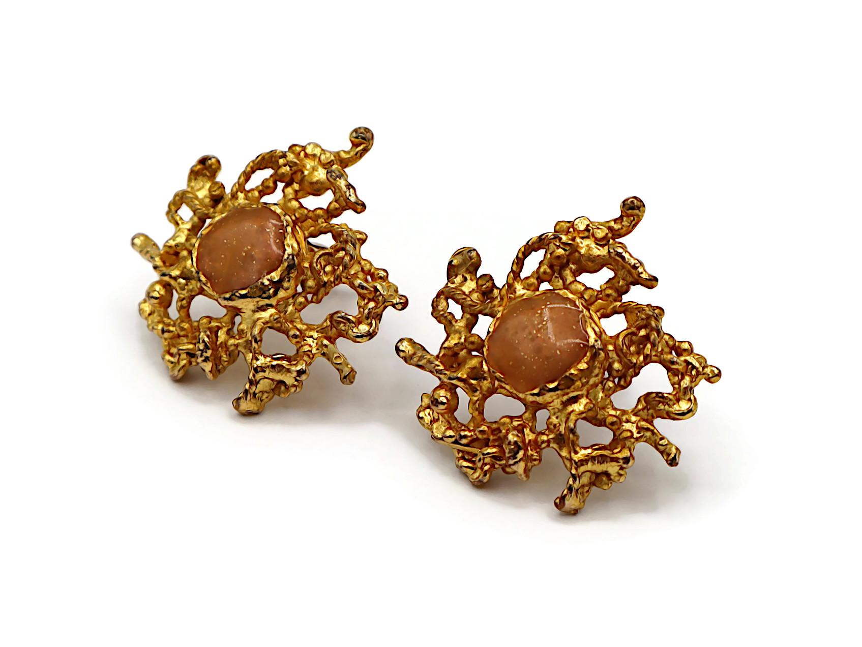 CHRISTIAN LACROIX Vintage Gold Tone Clip-On Earrings For Sale 1