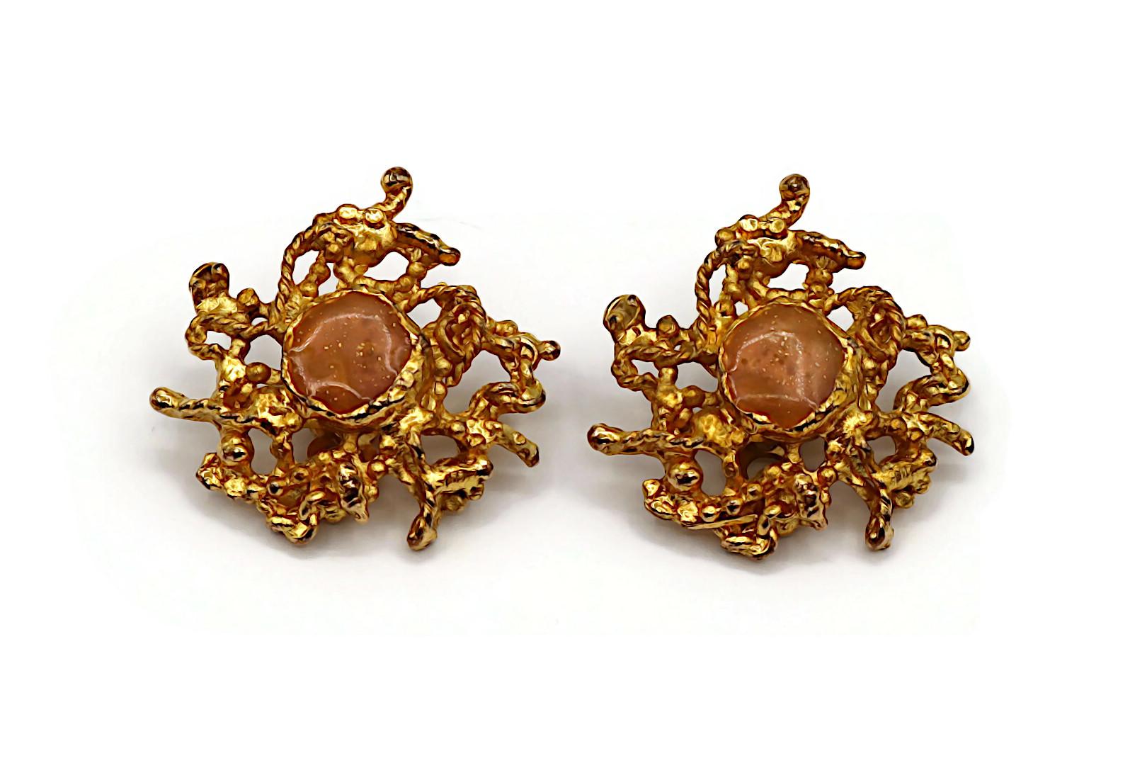 CHRISTIAN LACROIX Vintage Gold Tone Clip-On Earrings For Sale 2