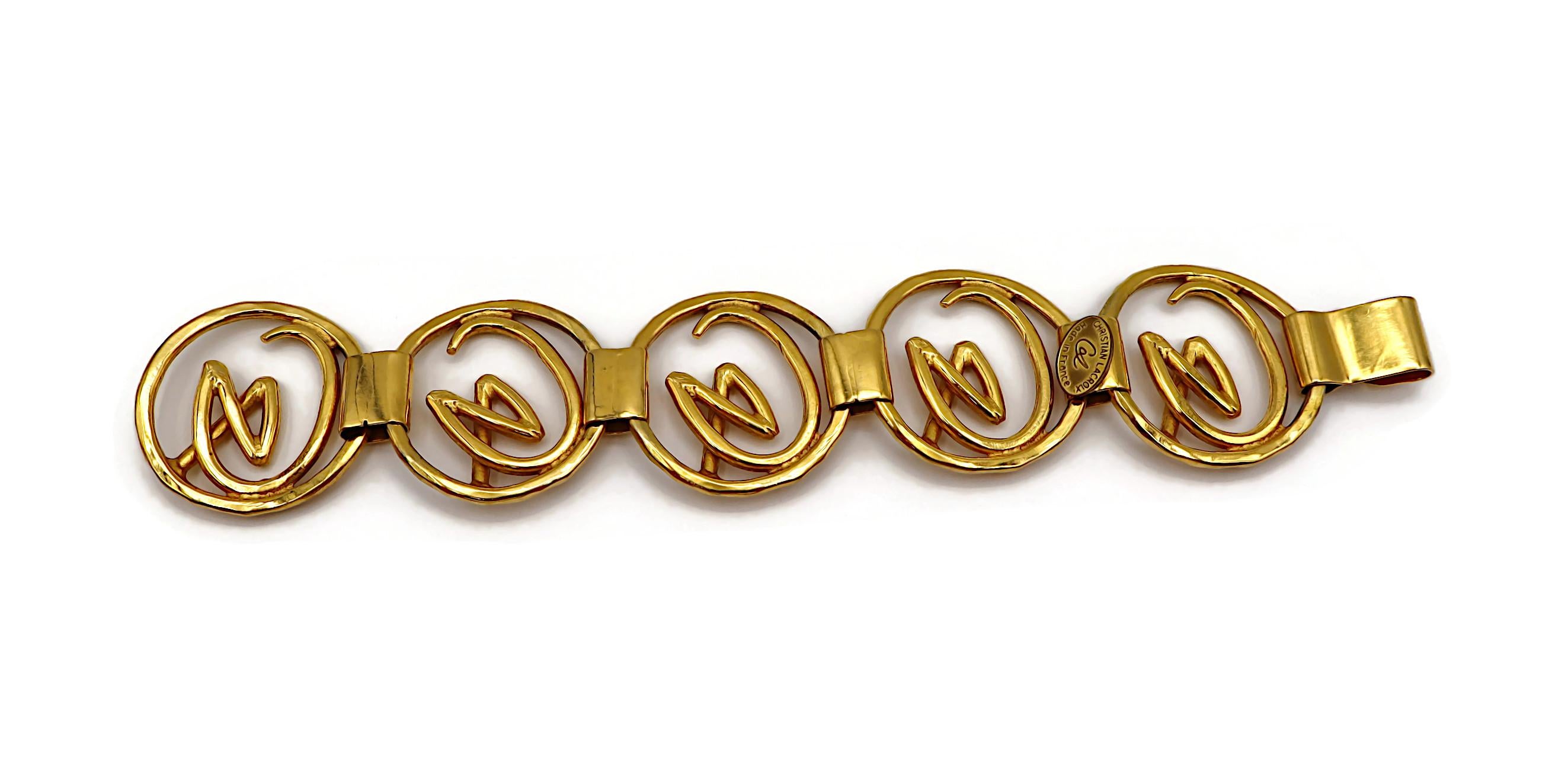 CHRISTIAN LACROIX Bracciale Vintage con Logo Iconico in tonalità oro in vendita 7