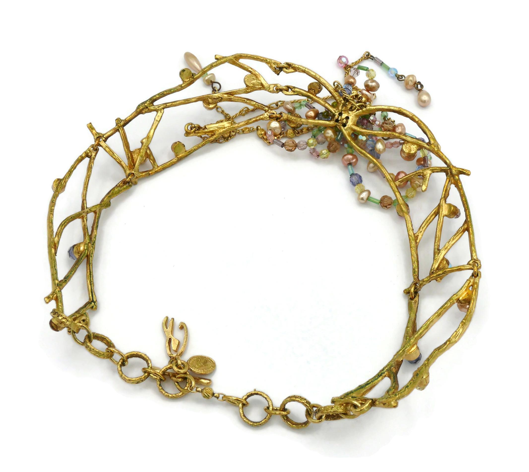 CHRISTIAN LACROIX Vintage Gold Tone Jewelled Choker Necklace For Sale 6