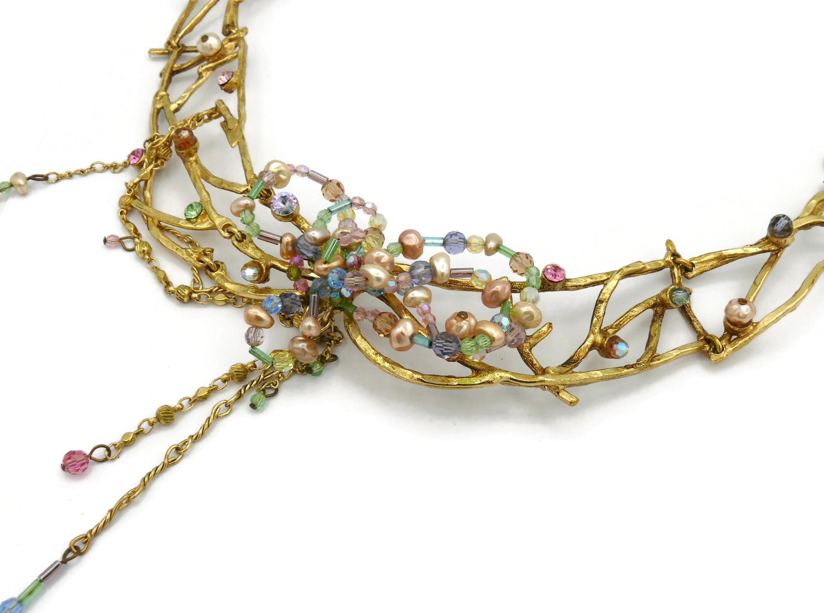 CHRISTIAN LACROIX Vintage Gold Tone Jewelled Choker Necklace For Sale 2