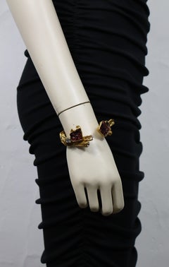 CHRISTIAN LACROIX Vintage Gold Tone Jewelled Clamper Bracelet