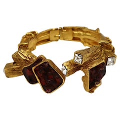 CHRISTIAN LACROIX Vintage Goldton Jewelled Clamper Bracelet