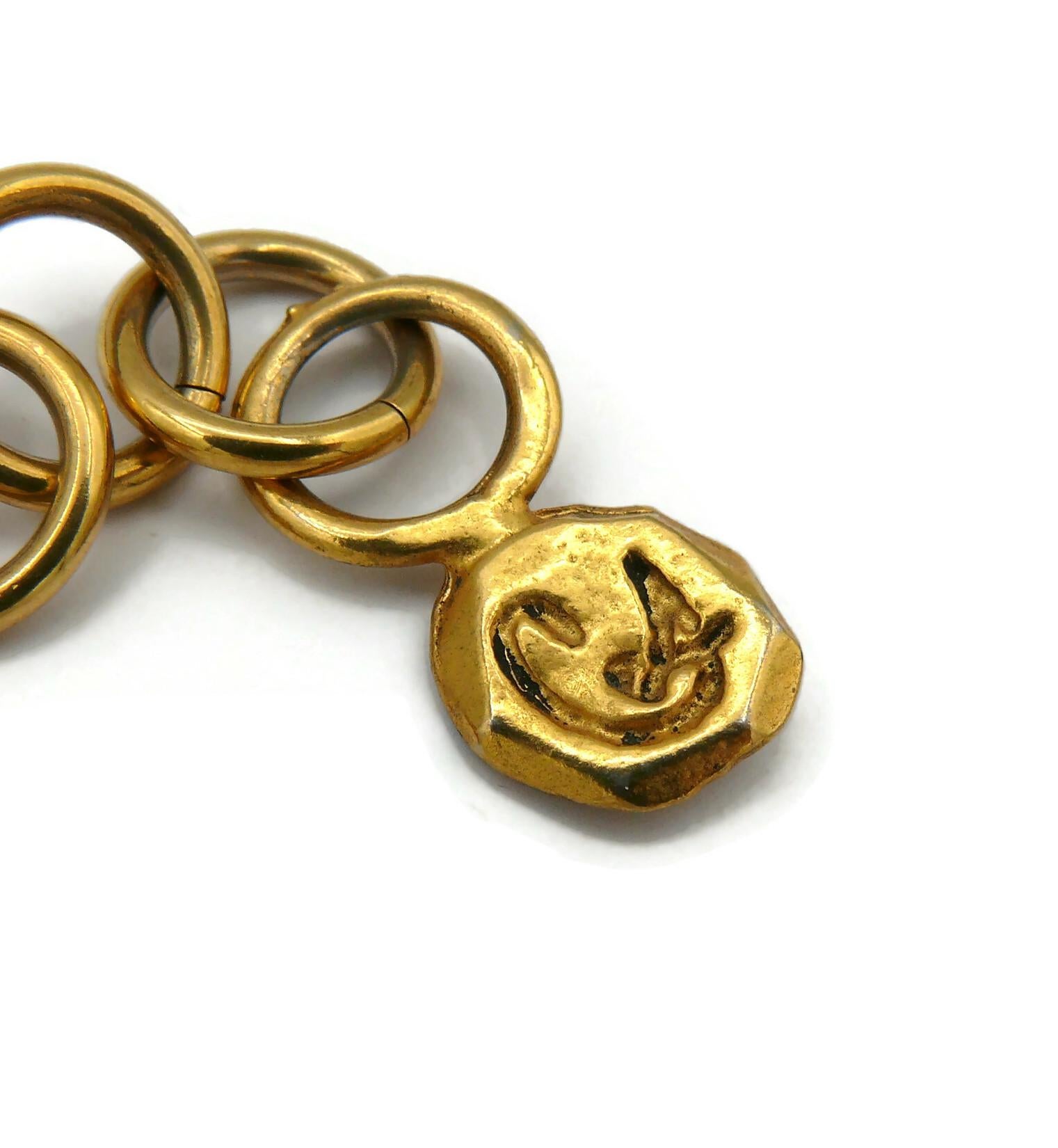 CHRISTIAN LACROIX Vintage Gold Tone Jewelled Torque Cross Pendant Necklace For Sale 7