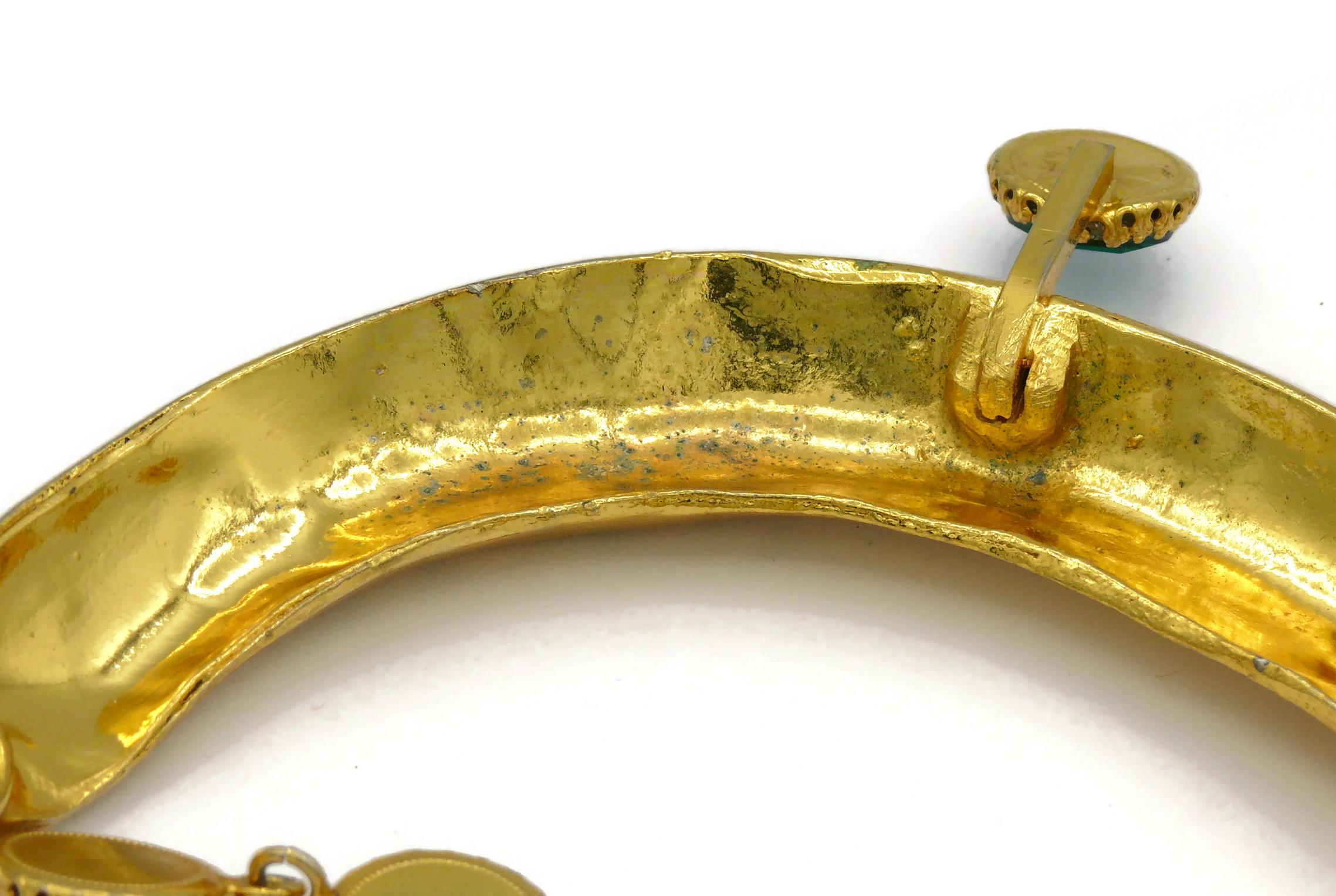 CHRISTIAN LACROIX Vintage Gold Tone Jewelled Torque Cross Pendant Necklace For Sale 14