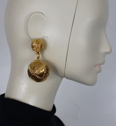 CHRISTIAN LACROIX Vintage Gold Tone Massive Ball Dangle Earrings