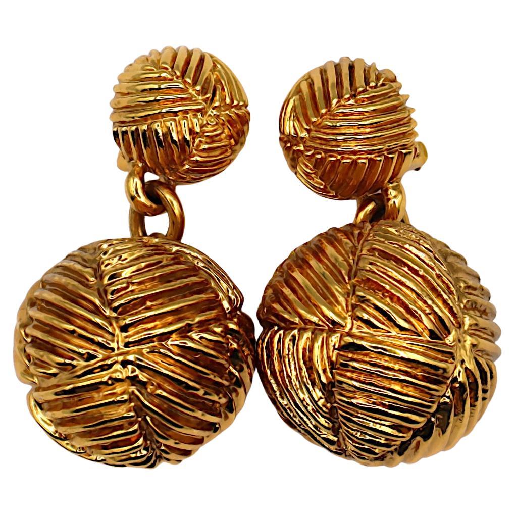 CHRISTIAN LACROIX Vintage Gold Tone Massive Ball Dangle Earrings