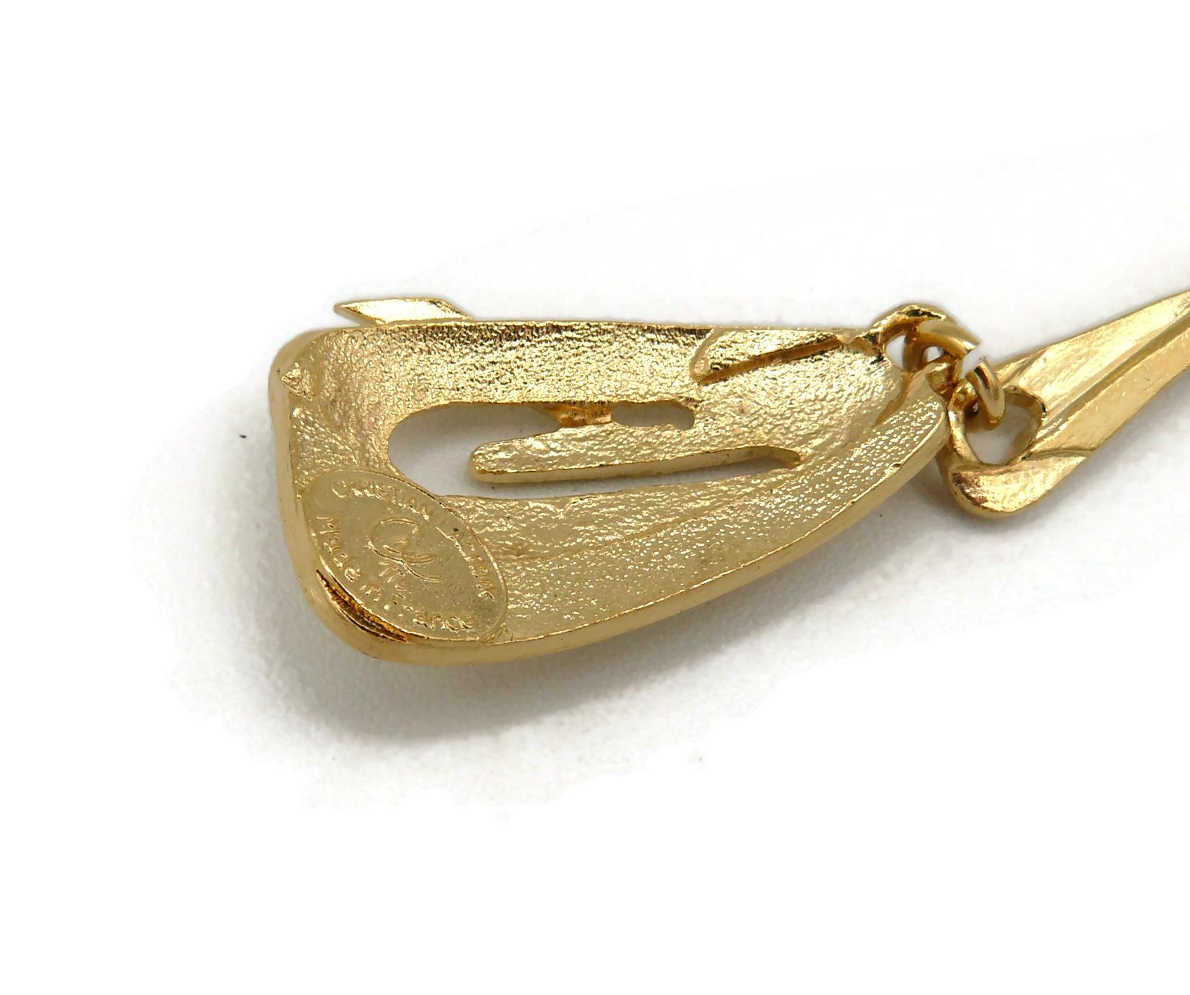 Christian Lacroix Boucles d'oreilles pendantes abstraites vintage en or ton sur ton en vente 6