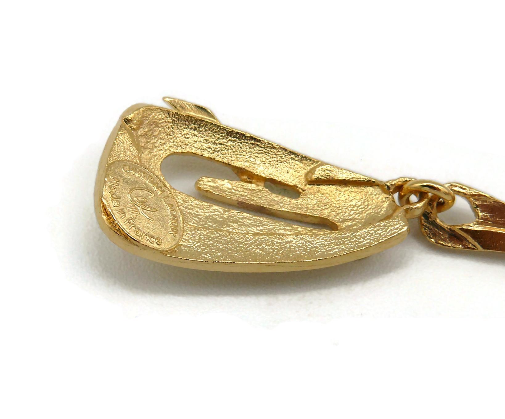 Christian Lacroix Boucles d'oreilles pendantes abstraites vintage en or ton sur ton en vente 5