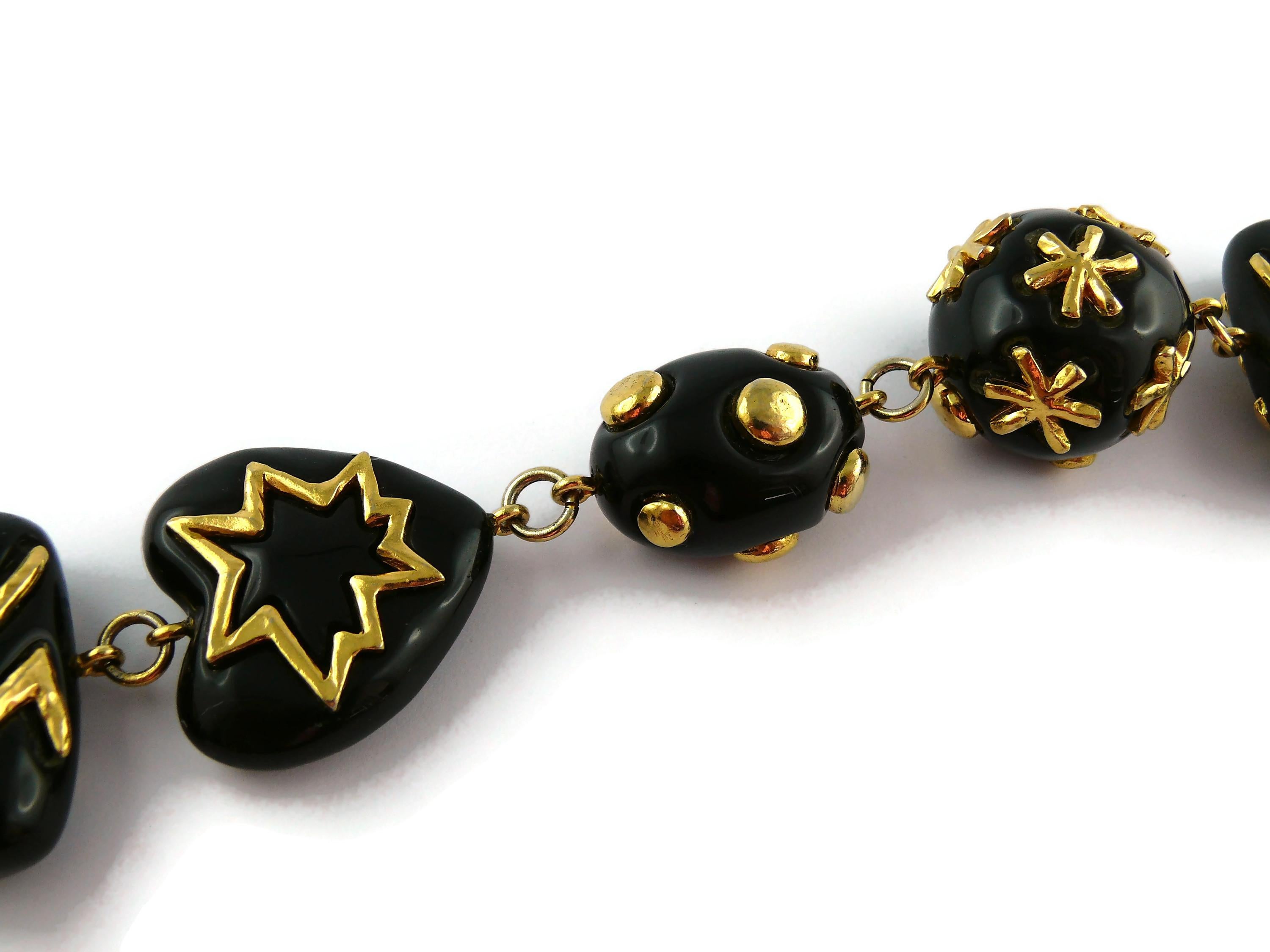 Christian Lacroix Collana vintage in resina nera e dorata A Link in vendita 6