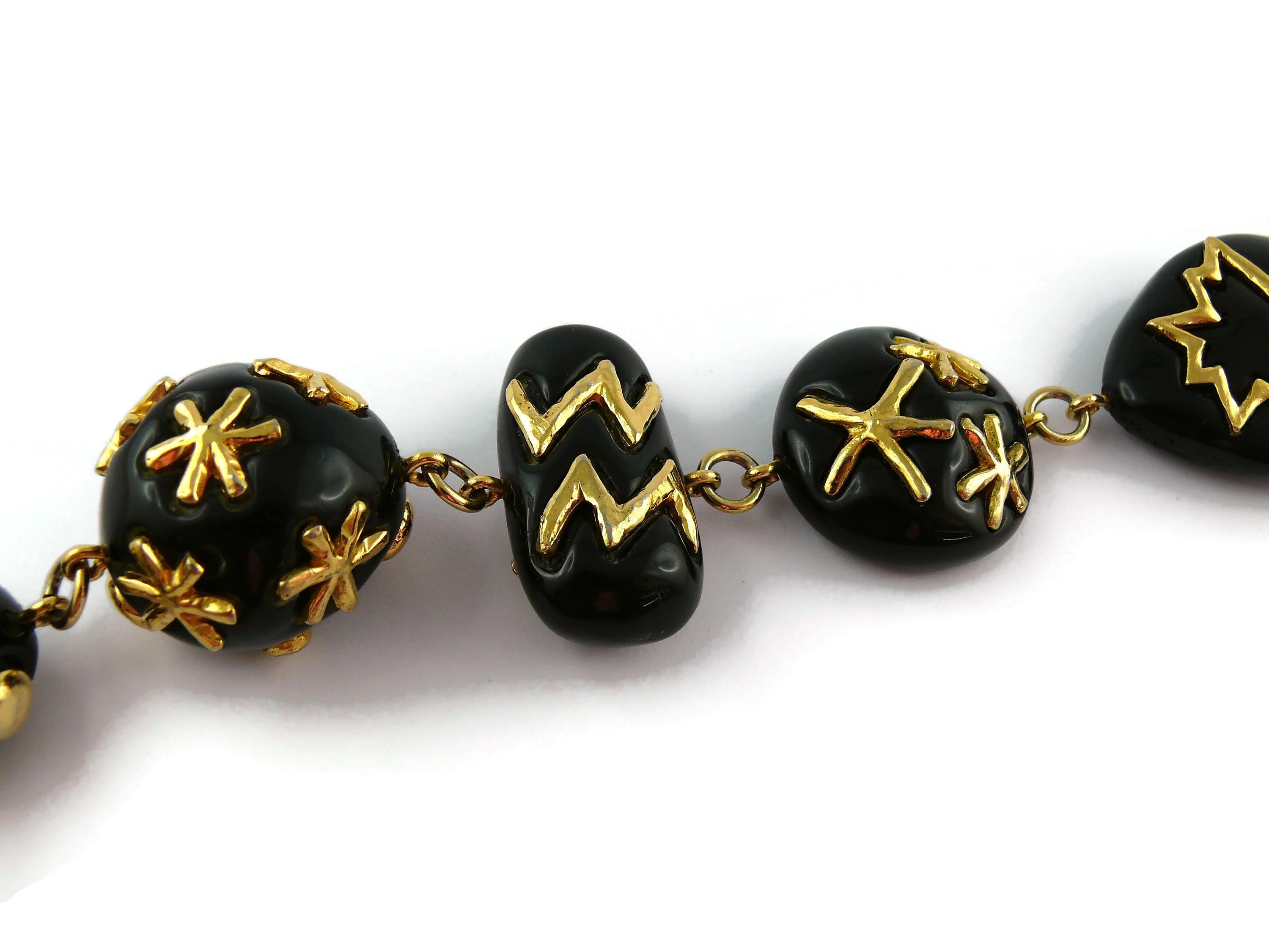 Christian Lacroix Vintage Gold Toned and Black Resin Links Necklace For Sale 8