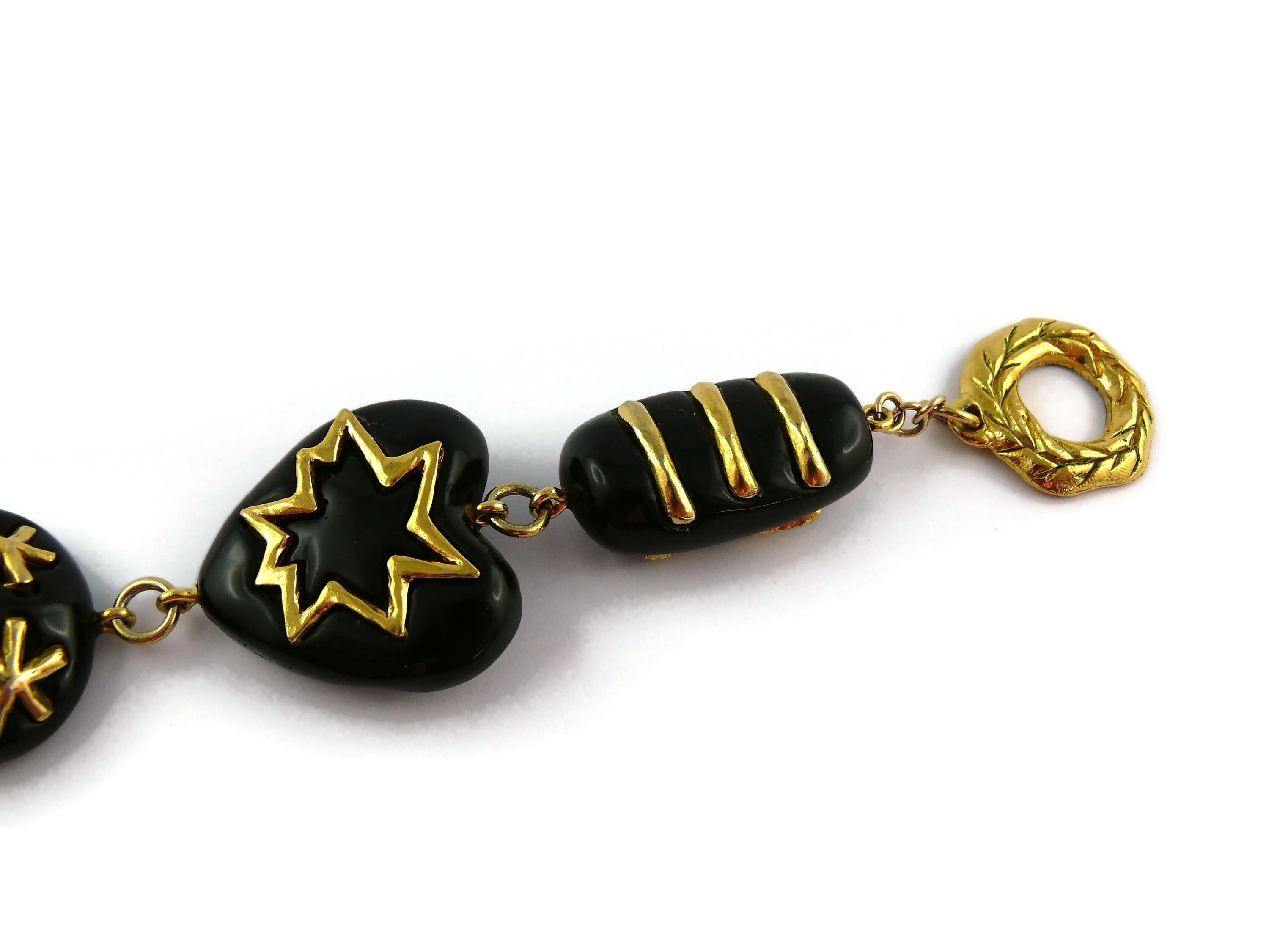 Christian Lacroix Collana vintage in resina nera e dorata A Link in vendita 8