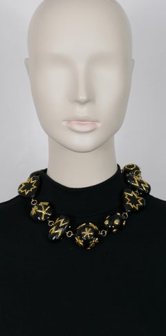 Christian Lacroix Vintage Gold Toned and Black Resin Links Necklace
