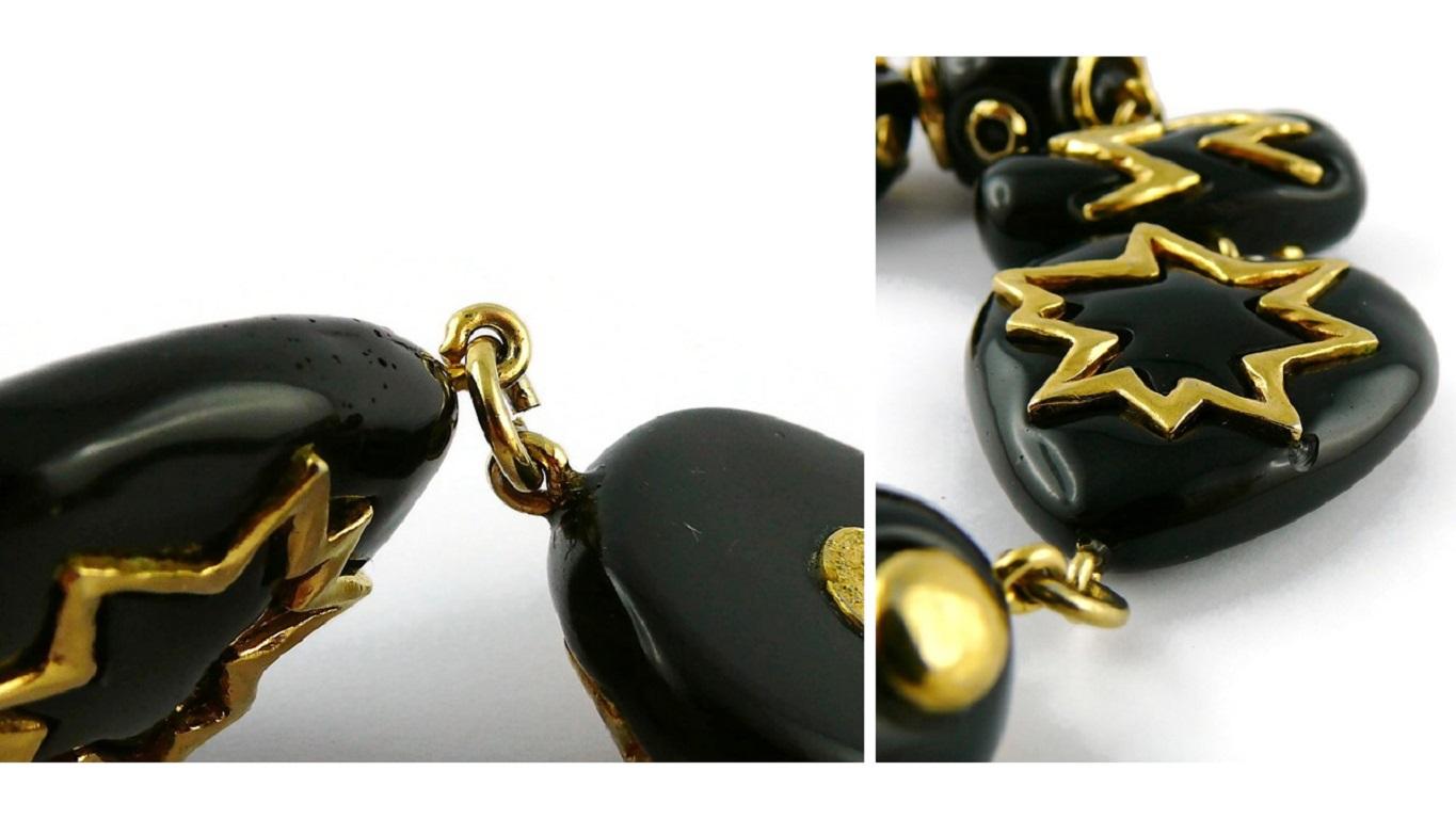 Christian Lacroix Vintage Gold Toned and Black Resin Links Necklace For Sale 16