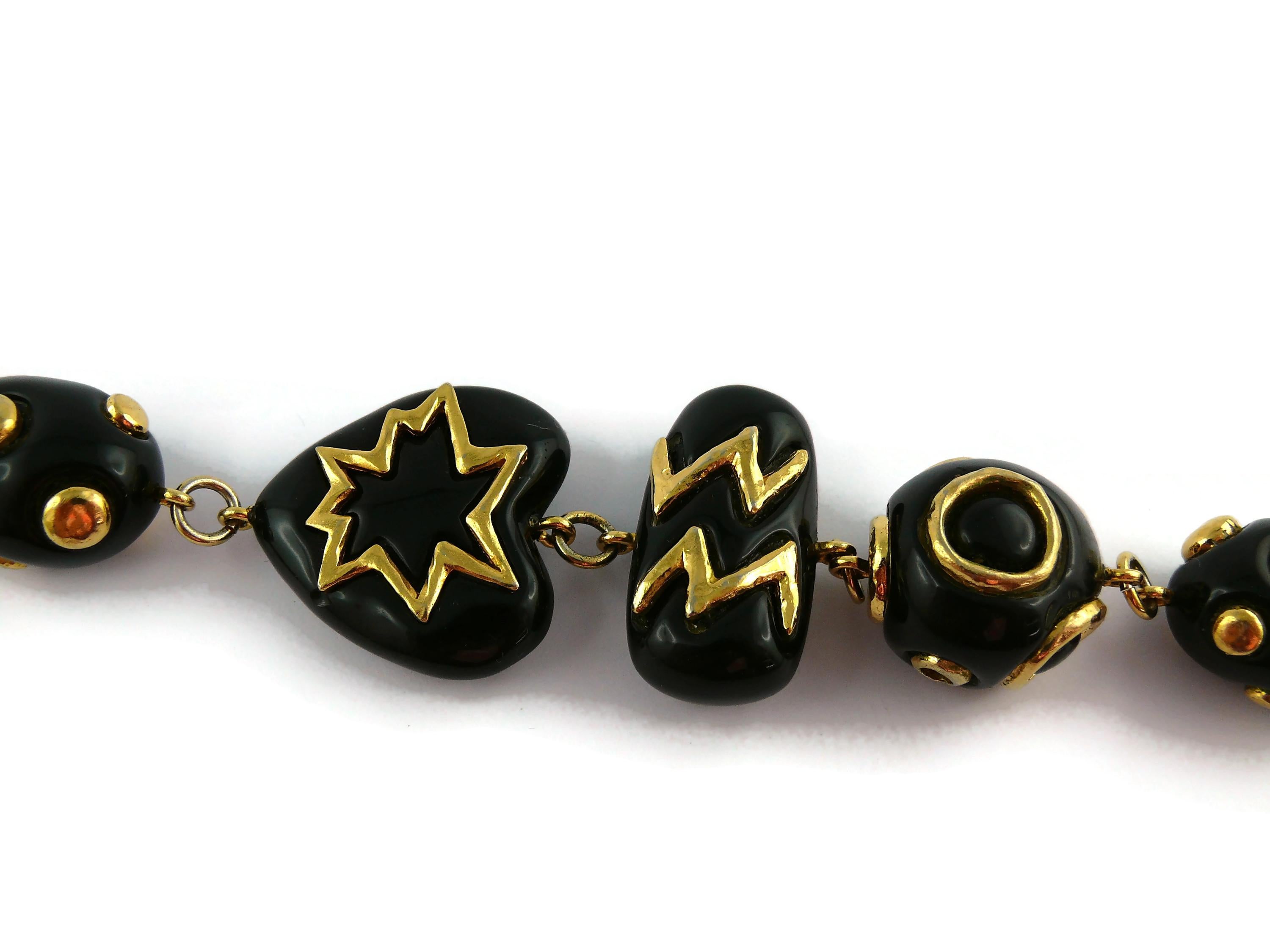 Christian Lacroix Vintage Gold Toned and Black Resin Links Necklace For Sale 2