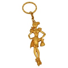 Christian Lacroix Vintage Gold Toned Arlety Key Ring Bag Charm