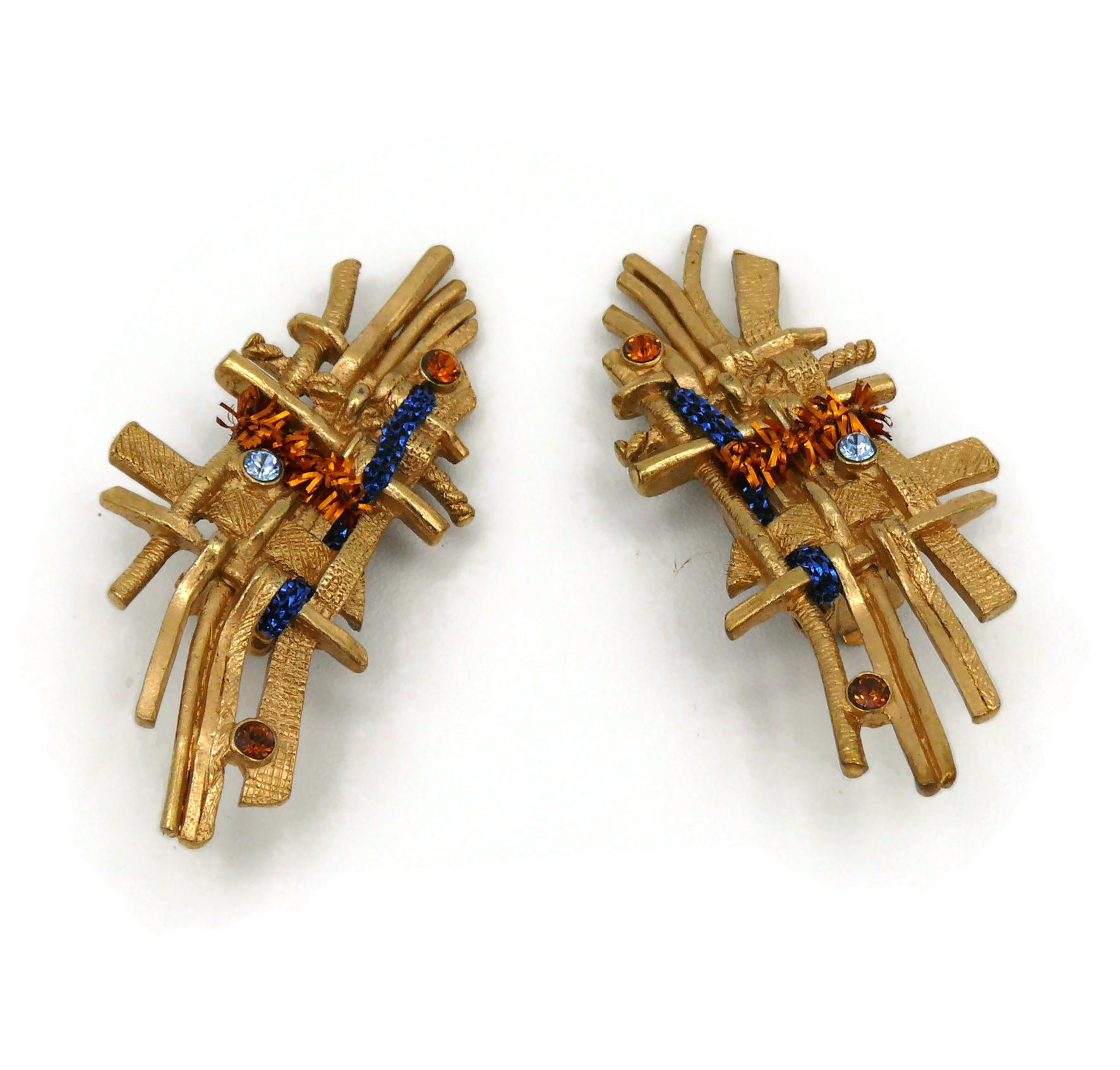 Christian Lacroix Vintage Gold Toned Braided Clip-On Earrings For Sale 2
