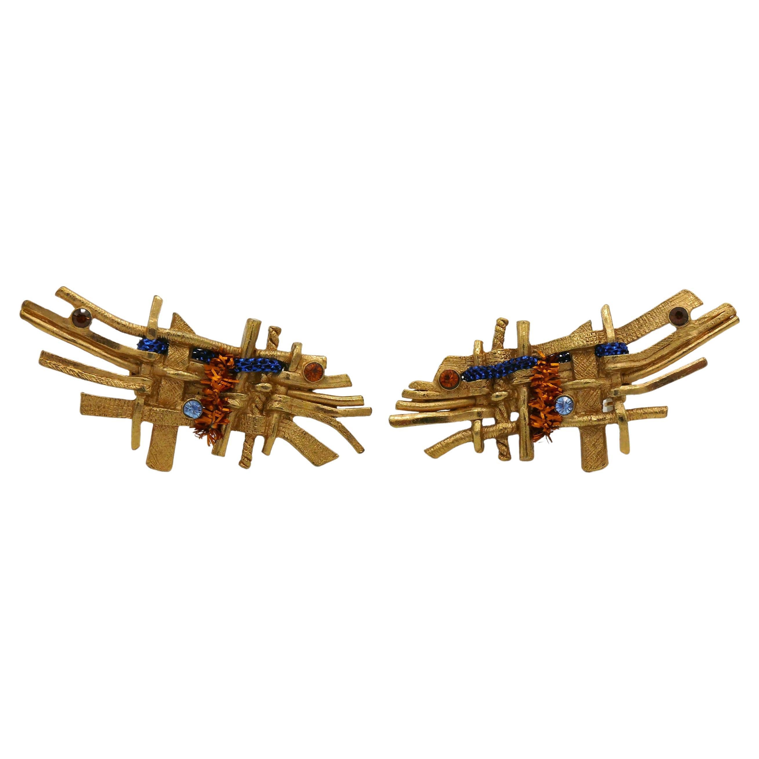 Christian Lacroix Vintage Gold Toned Braided Clip-On Earrings