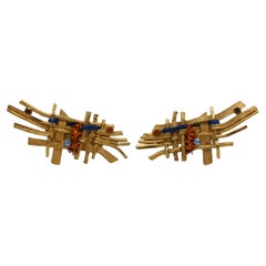 Christian Lacroix Vintage Gold Toned Braided Clip-On Earrings